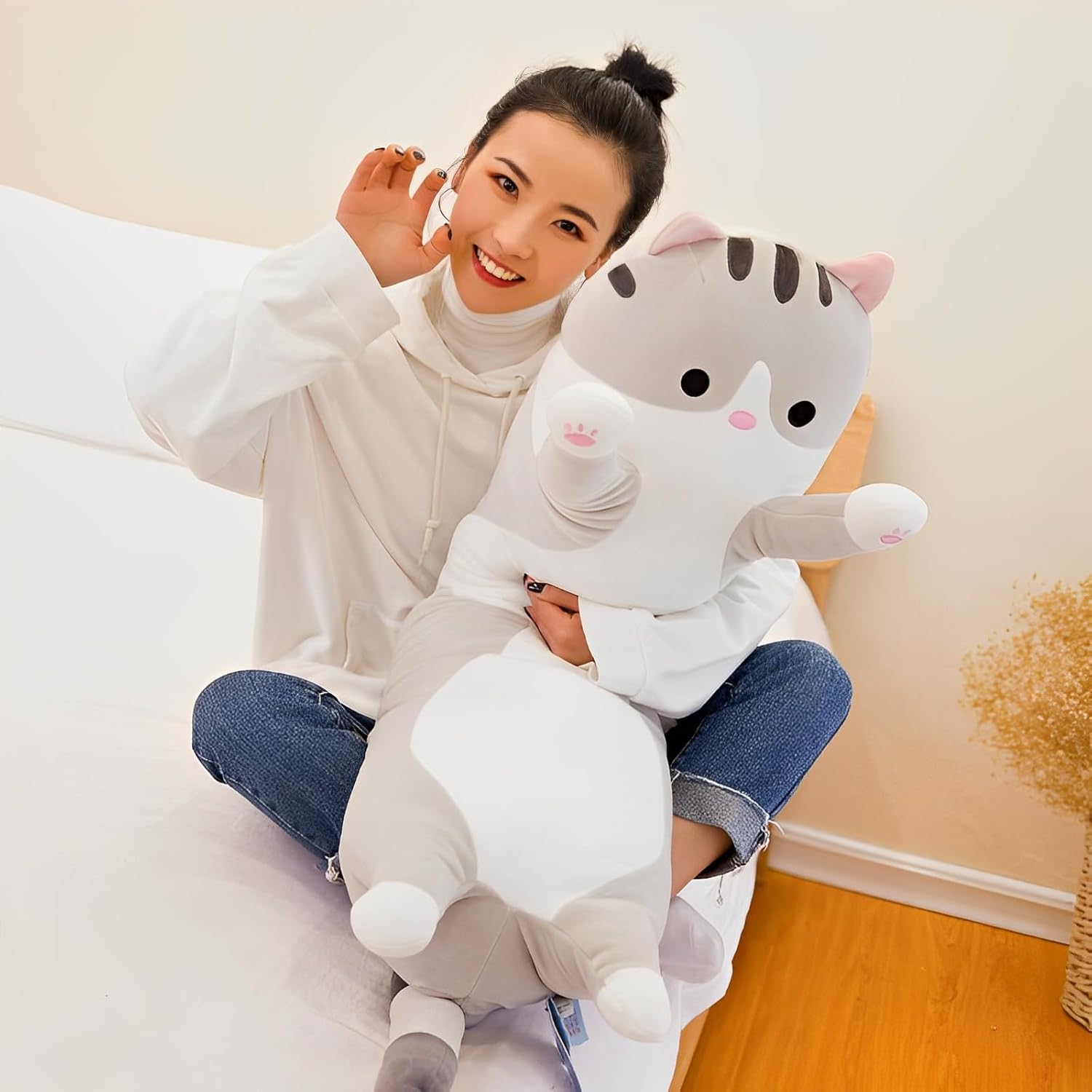 WUYU Plush Cat Pillow Soft Stuffed Kitten Toy for Kids