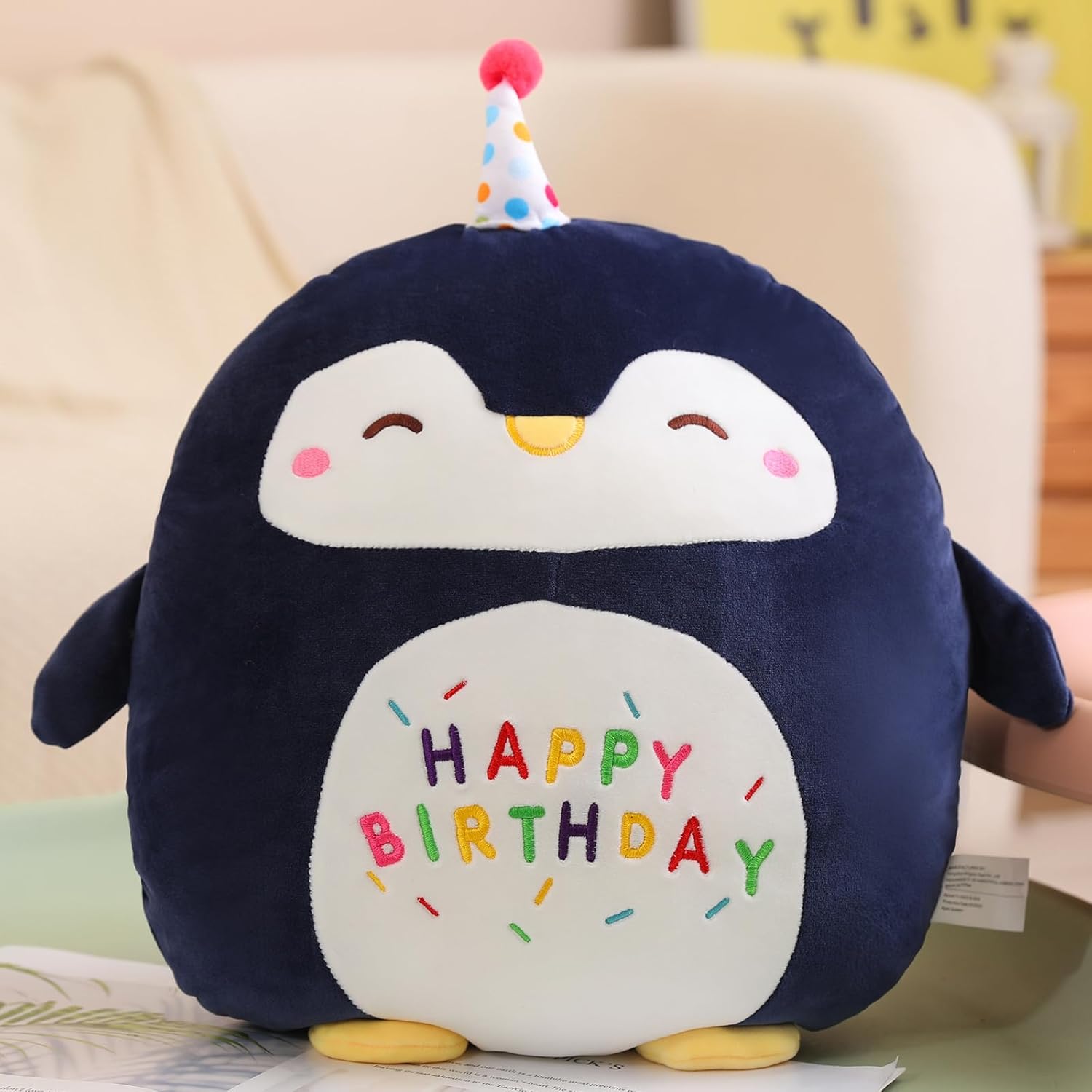 Litence Cute Penguin Birthday Plush Pillow Toy