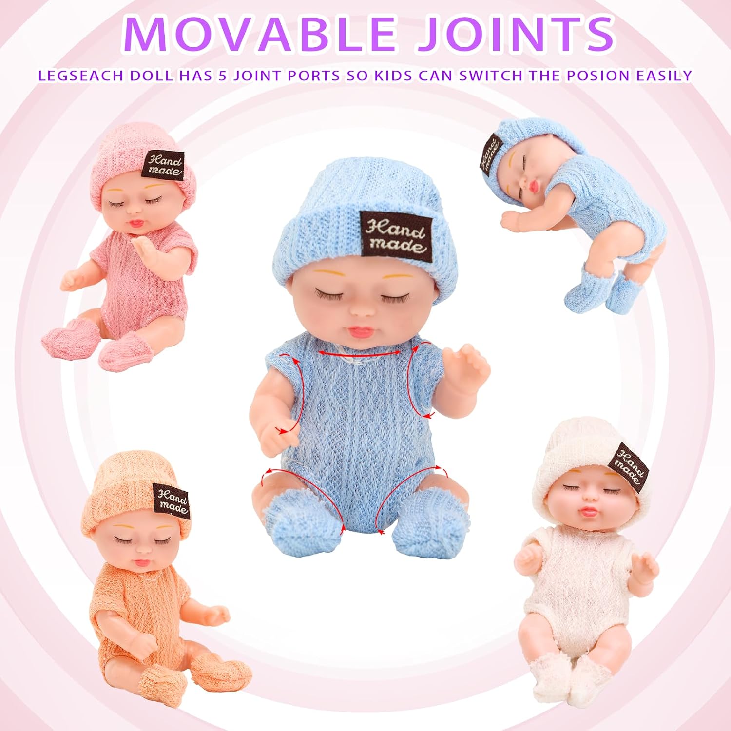 4 Inch Realistic Baby Dolls with Animal Clothes 4PCS