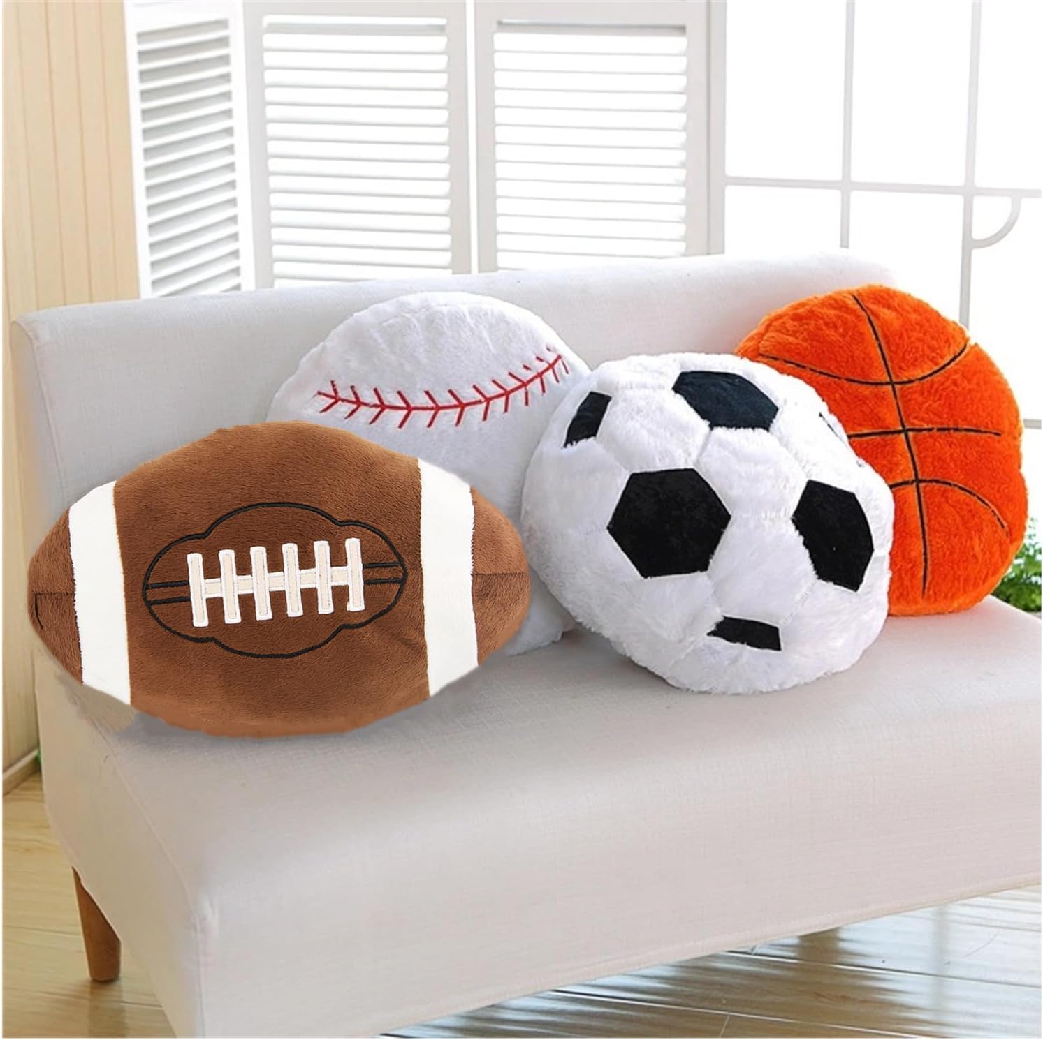 4 Pcs Sports Themed Fluffy Throw Pillows
