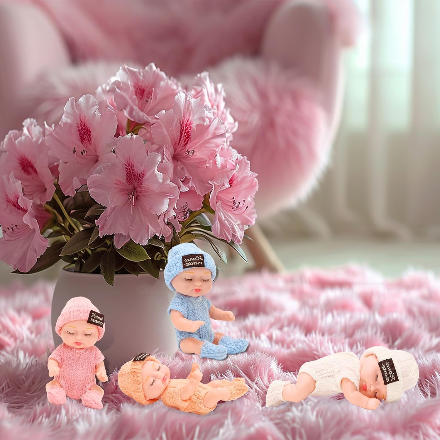 4 Inch Realistic Baby Dolls with Animal Clothes 4PCS