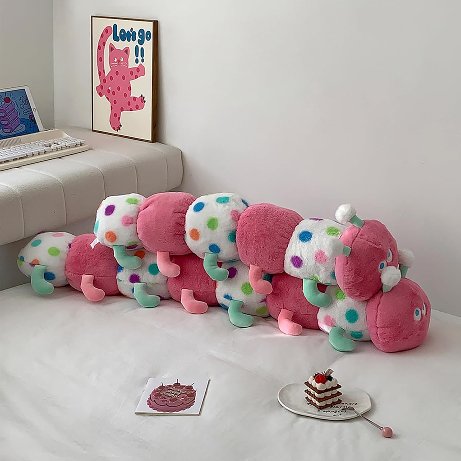 Hofun4U Caterpillar Plush Pillow - Pink 35 Inch