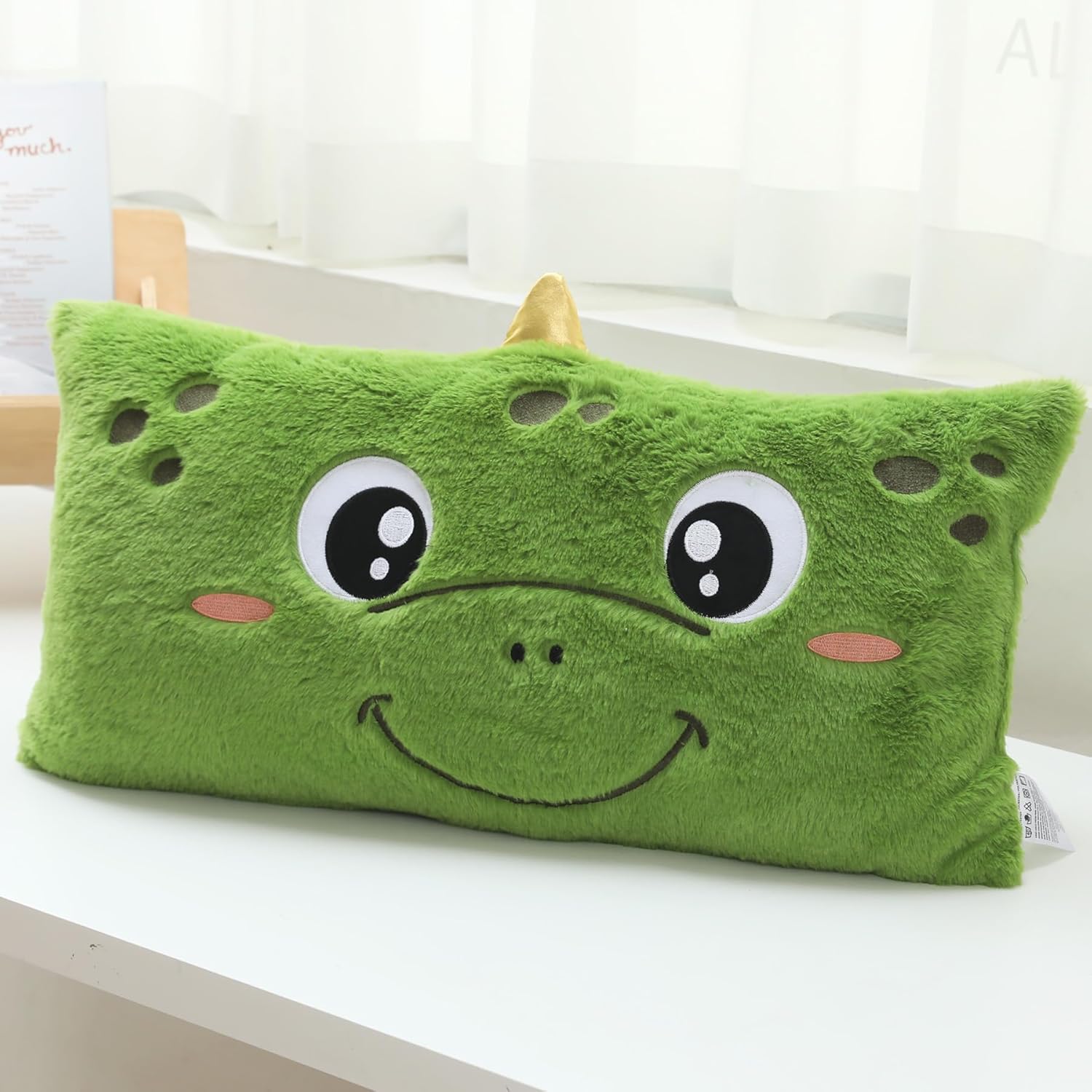 Snugtown Dinosaur Plush Lumbar Pillow - 12x24 Inches Green