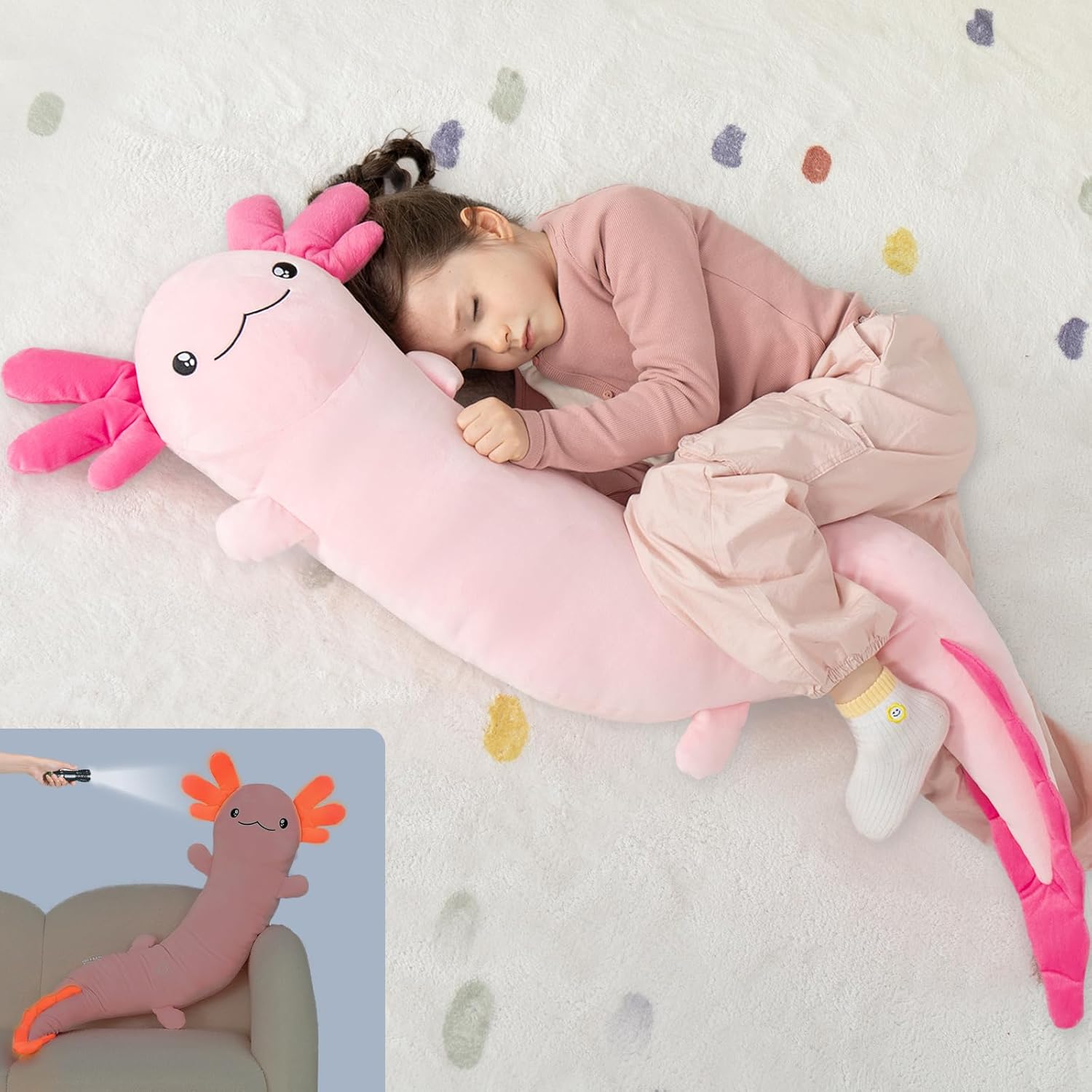 MaoGoLan Glow-in-the-Dark Axolotl Plush Pillow