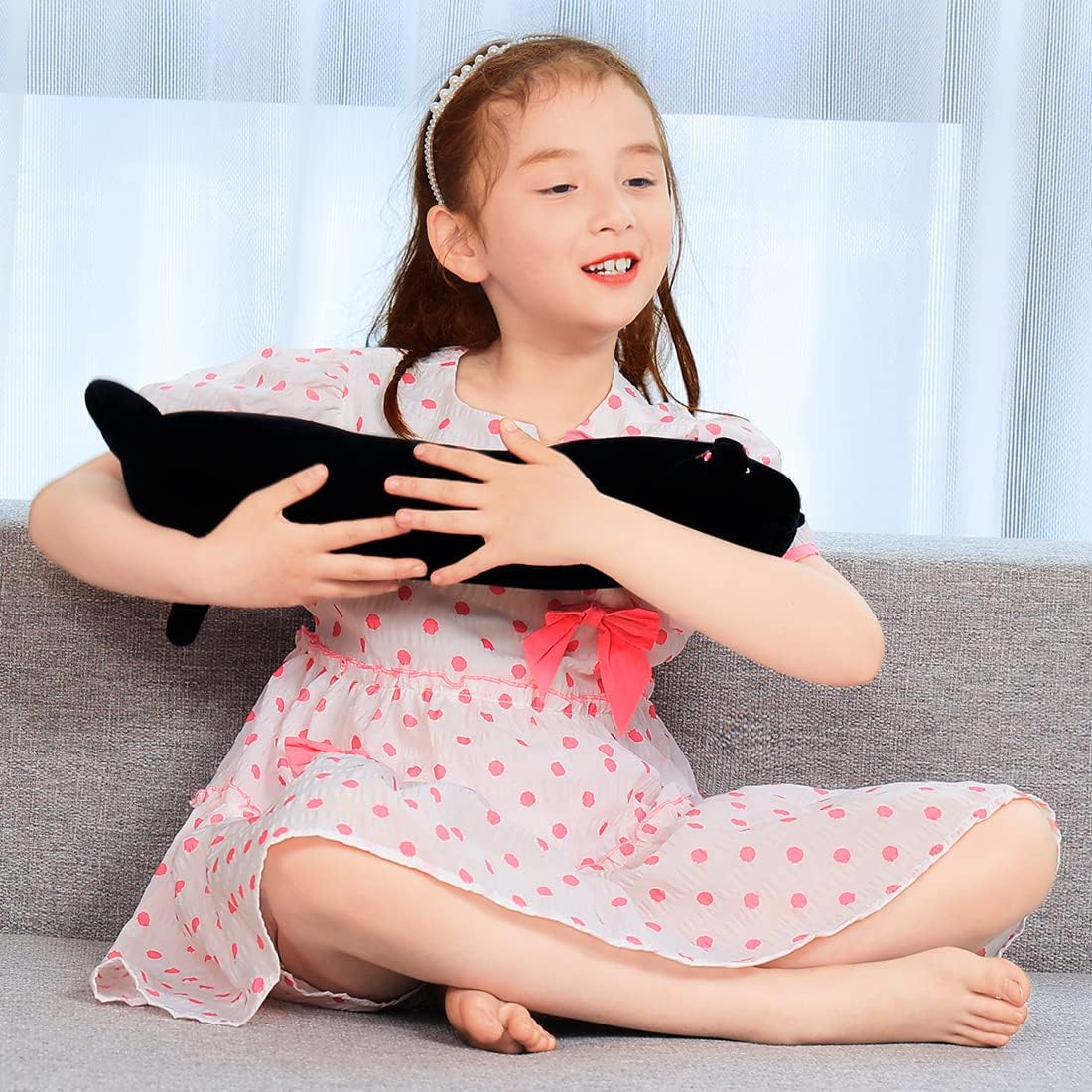 Yeqivo Soft Plush Cat Pillow 50CM Black