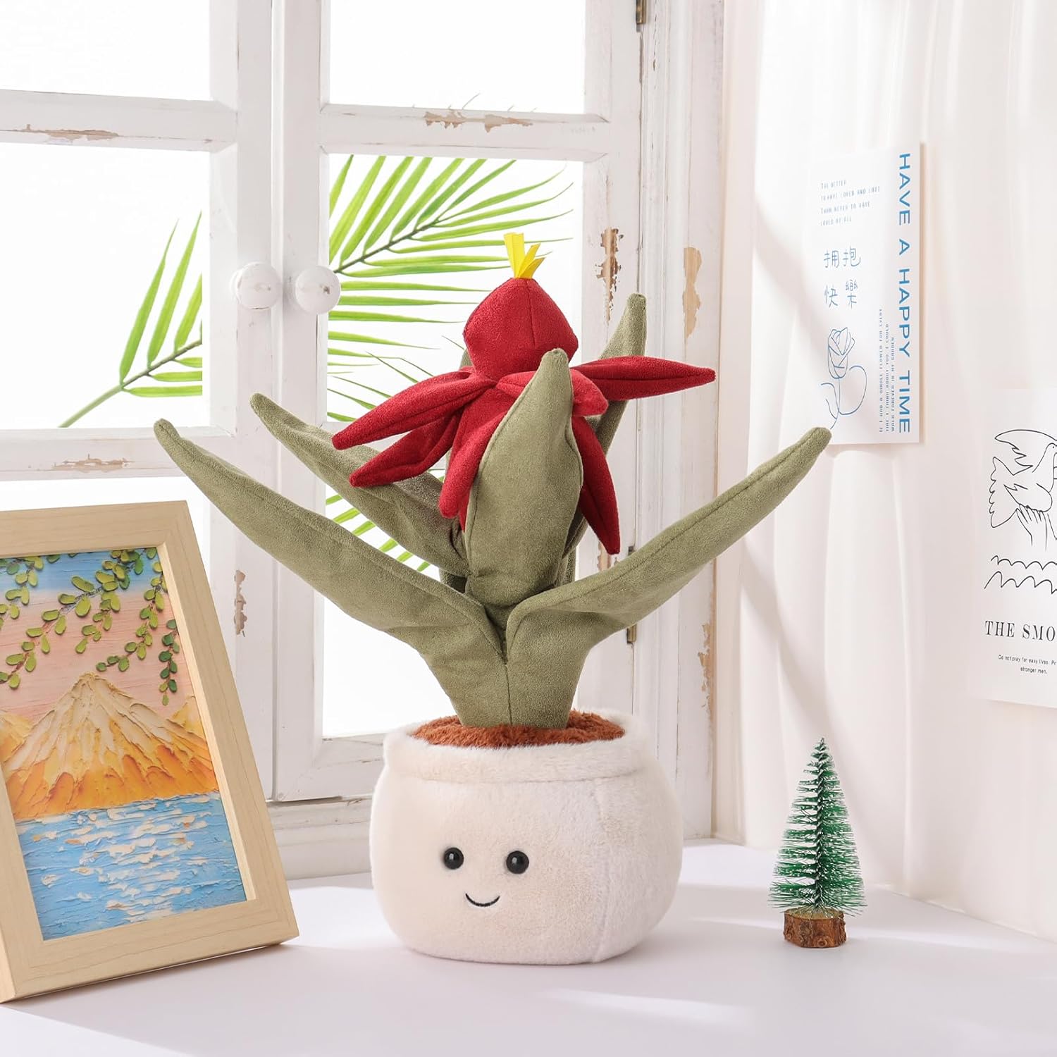 Apricot Lamb Red Vriesea Bromeliad Plant Stuffed Animal