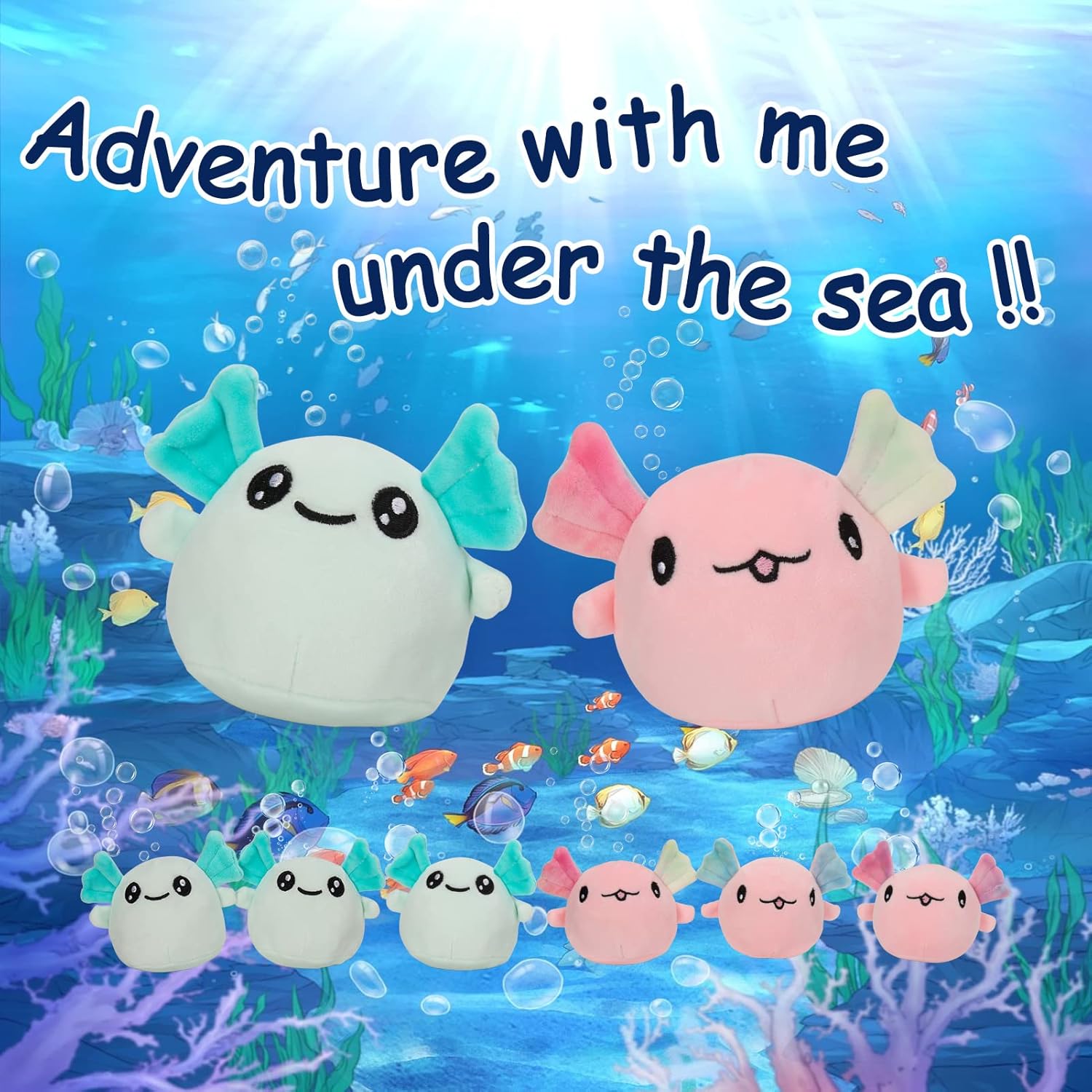 NUKBIL Axolotl Plush Pillow 6pcs Pink