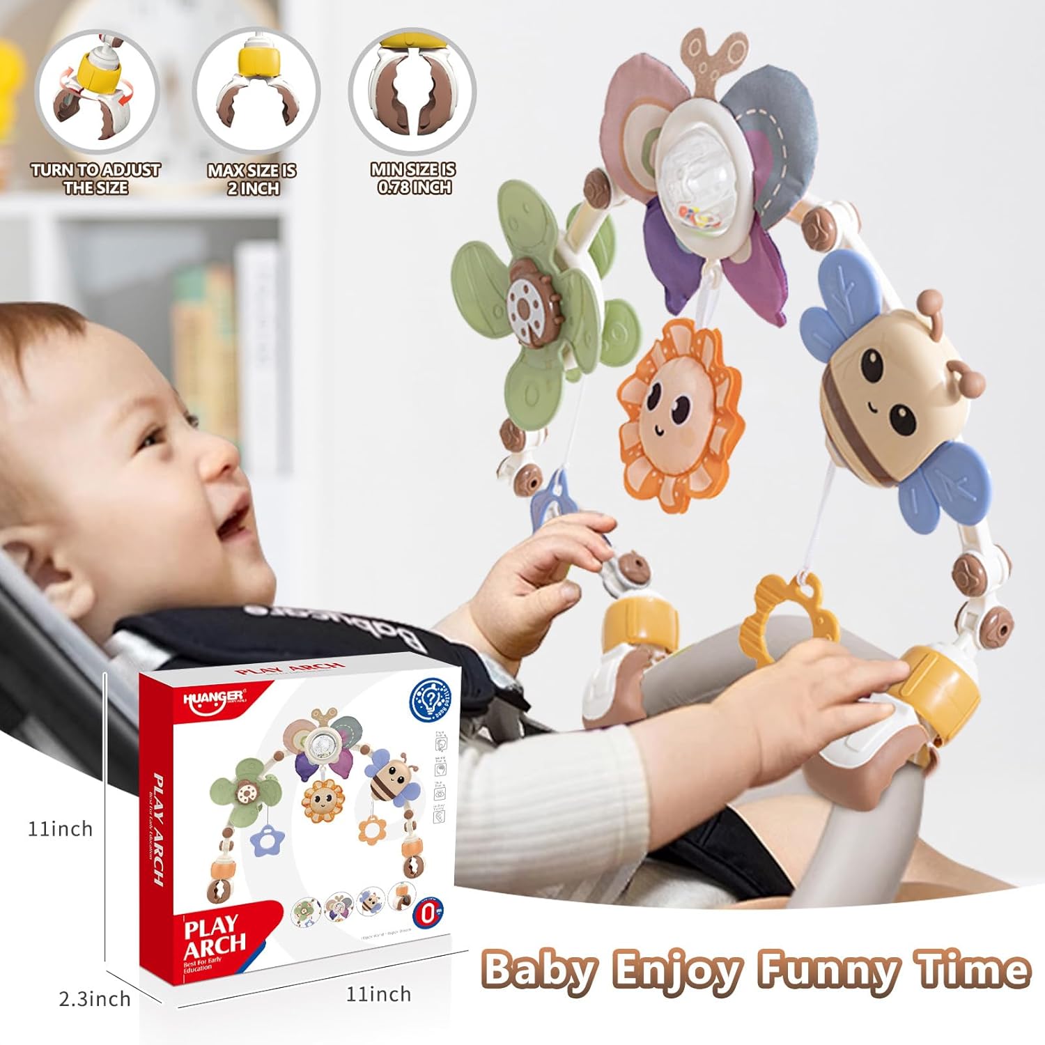 Adjustable Baby Stroller Arch with Sound and Light Toys