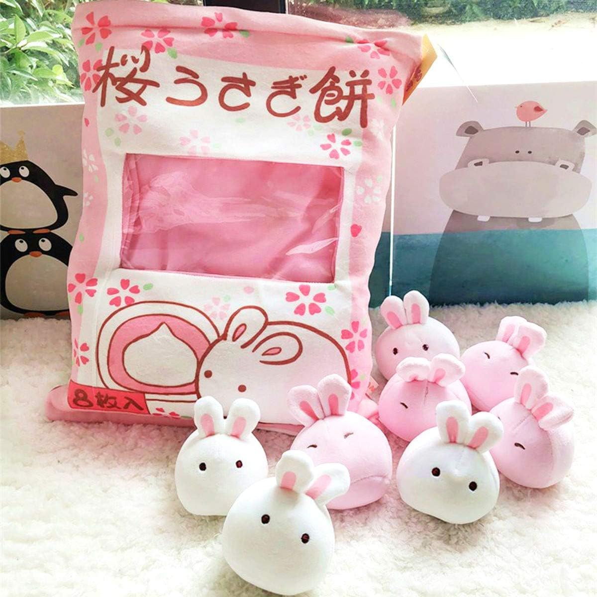 REFAHB Cute Plush Pillow Throw with 8 Stuffed Bunnies