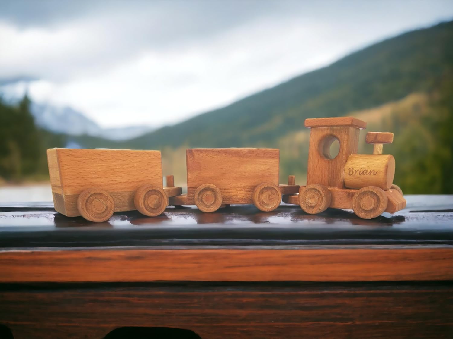 Personalized Wooden Train Set for Toddlers 2-4 Years 1