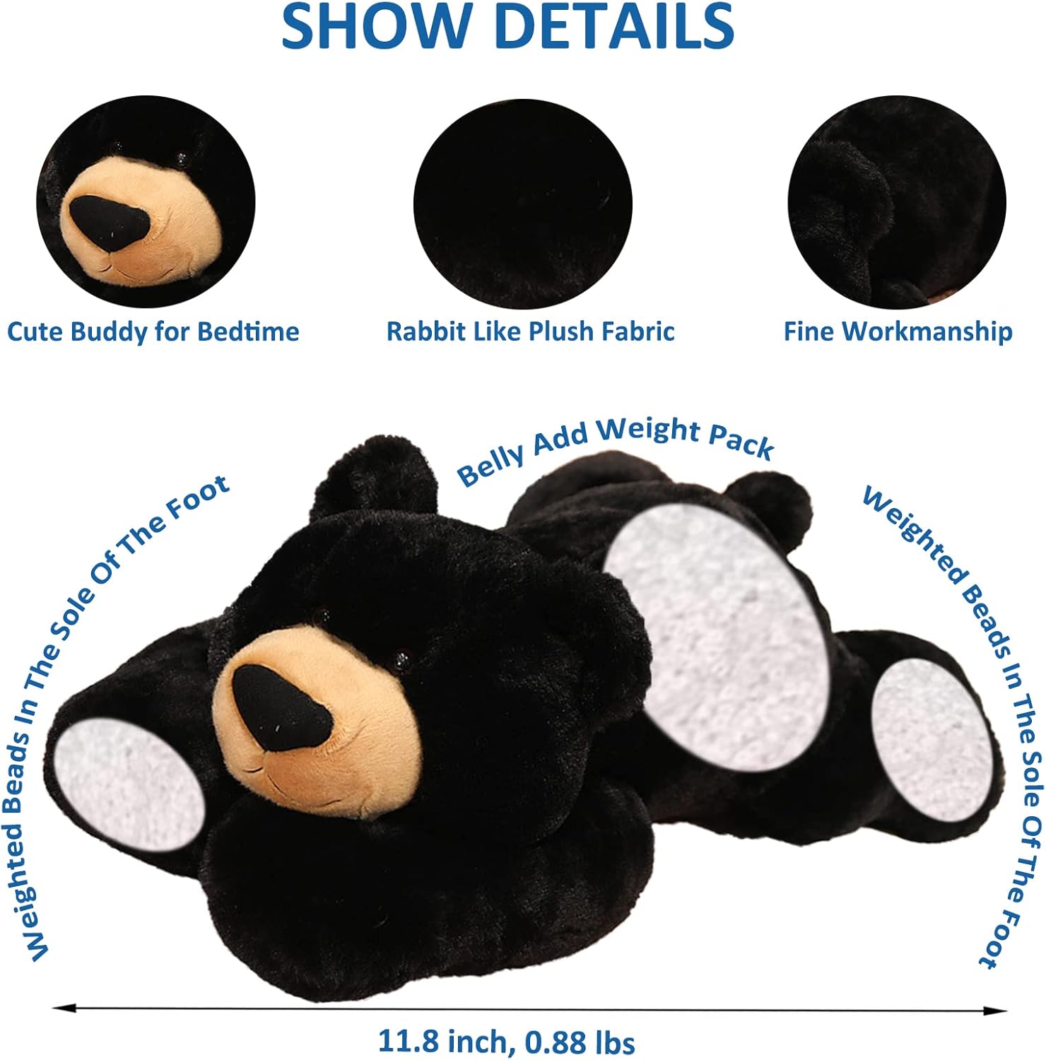 Ronivia Weighted Bear Plush Pillow 118 Inch 1