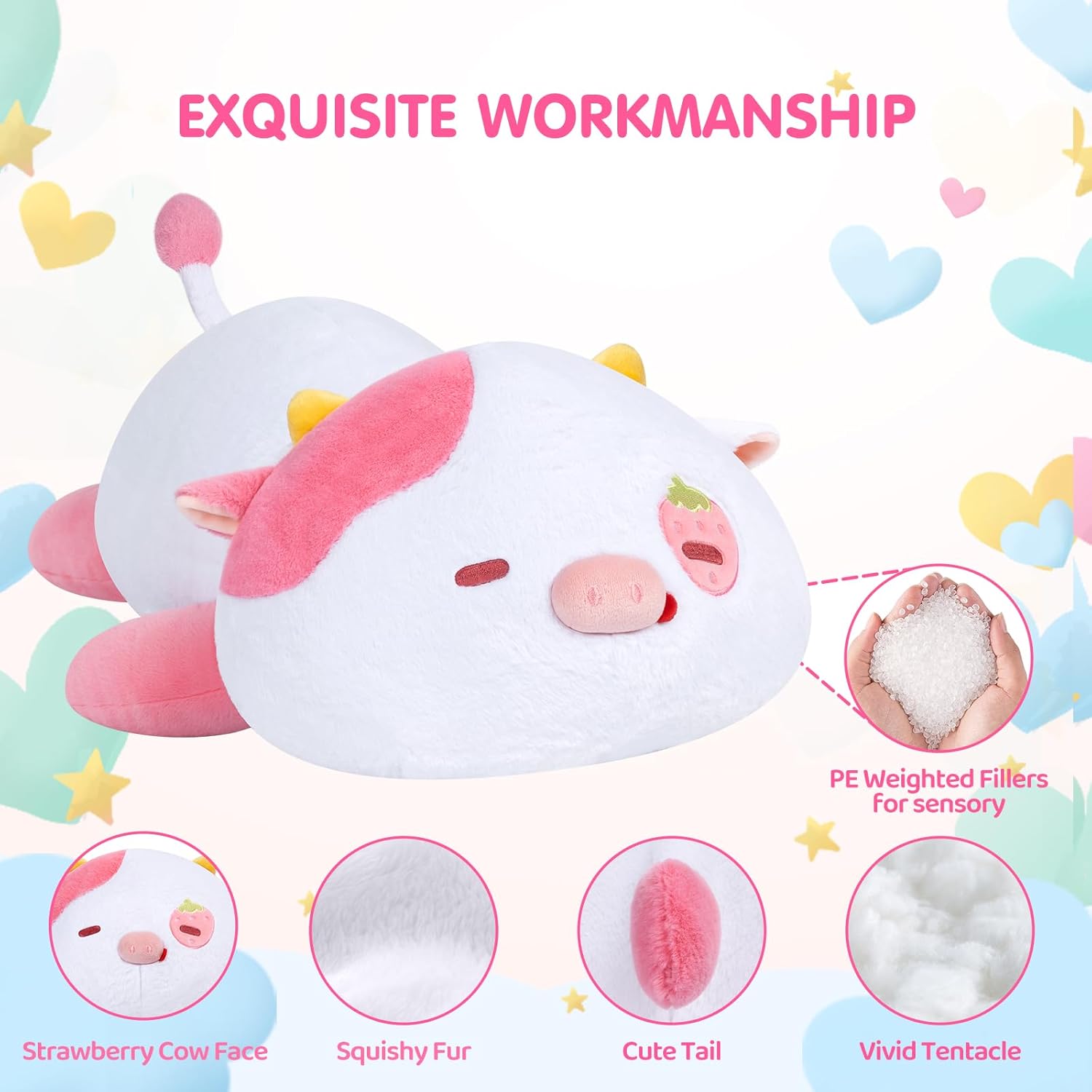 Mewaii Weighted Strawberry Cow Plush 40 Lbs
