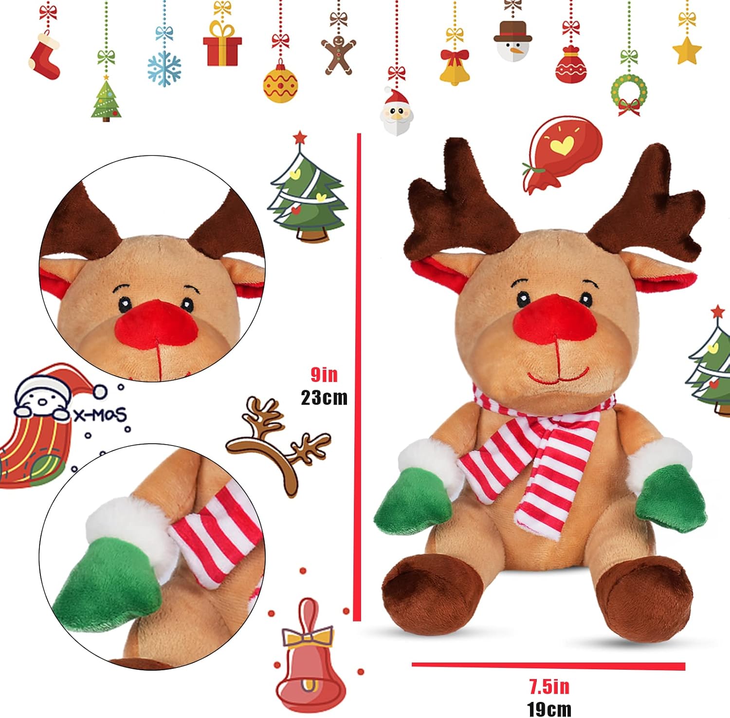 9 Christmas Reindeer Plush Ideal Gift for Kids