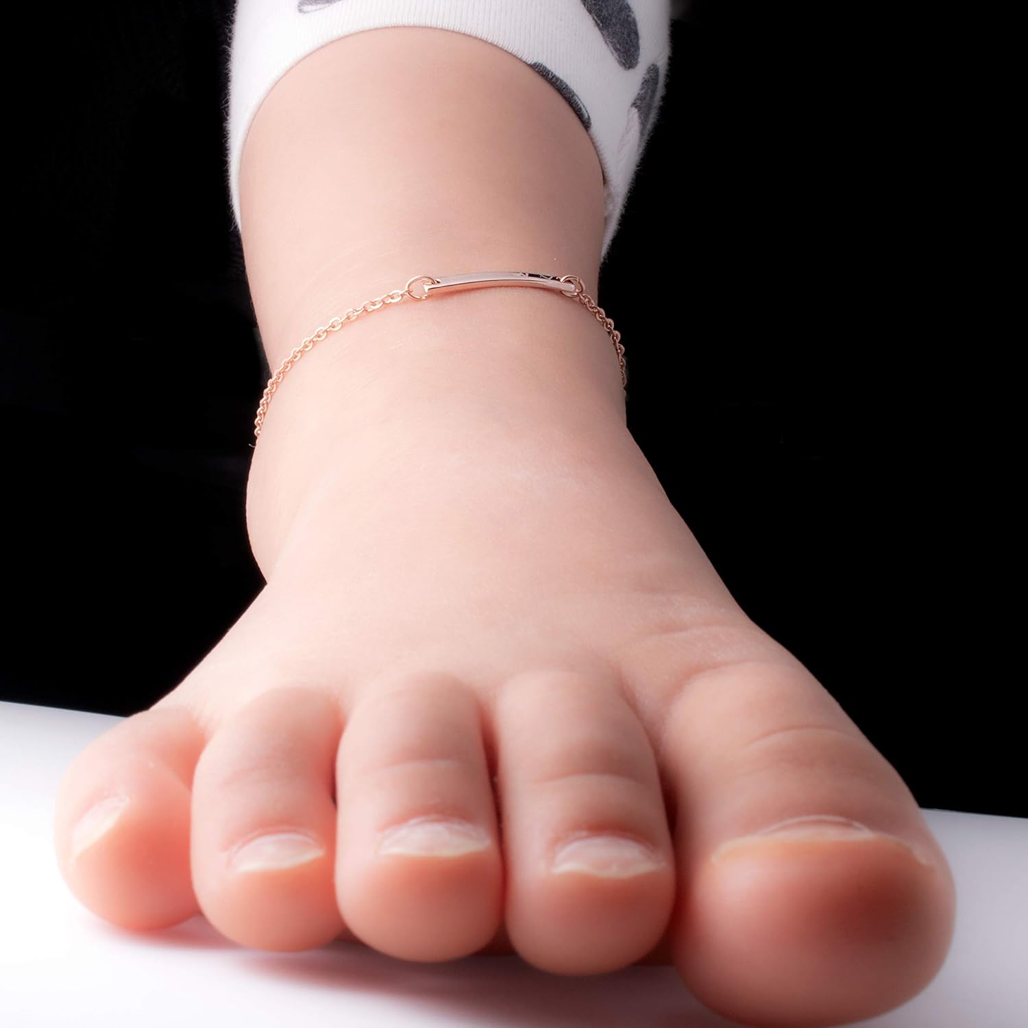 Personalized Baby Name Bar Anklet 16k Gold Silver Rose Gold