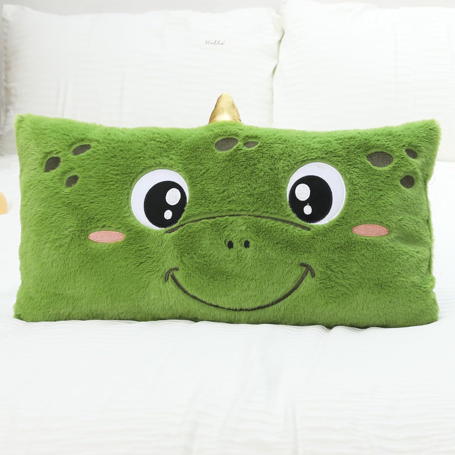 Snugtown Dinosaur Plush Lumbar Pillow - 12x24 Inches Green