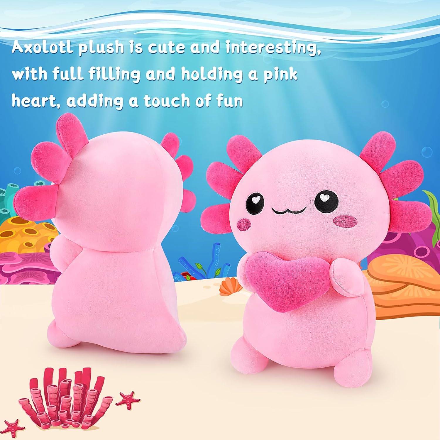 Achwishap Axolotl Plush Pillow 14 Inch Cuddly Stuffed Animal
