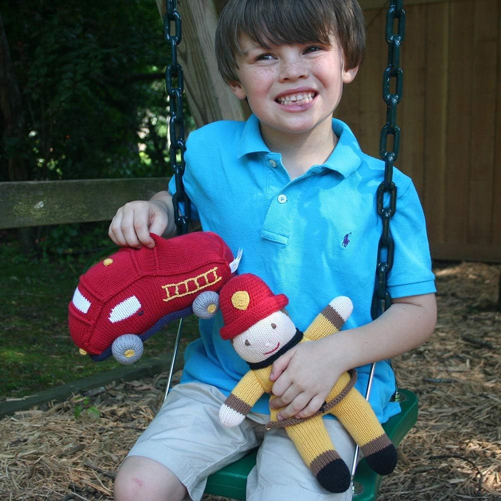 ZUBELS Baby Hand-Knit Frank The Fireman Plush Doll 12-Inch 1