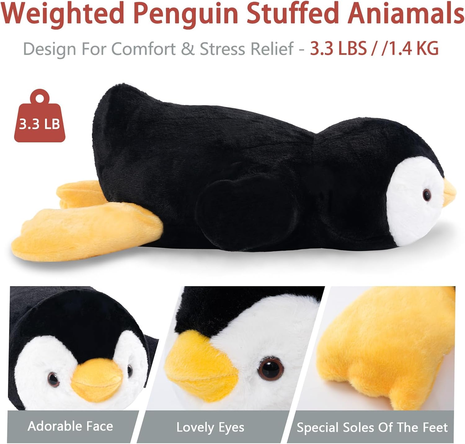 Niuniu Daddy 20 Weighted Penguin Plush Toy for Adults Kids