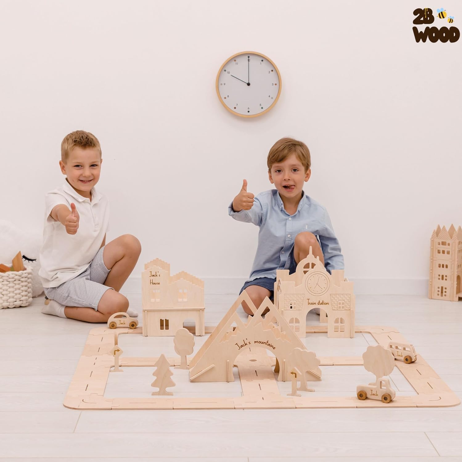 Personalized Wooden Car Track for Kids - XL Toddler Race Track Toy