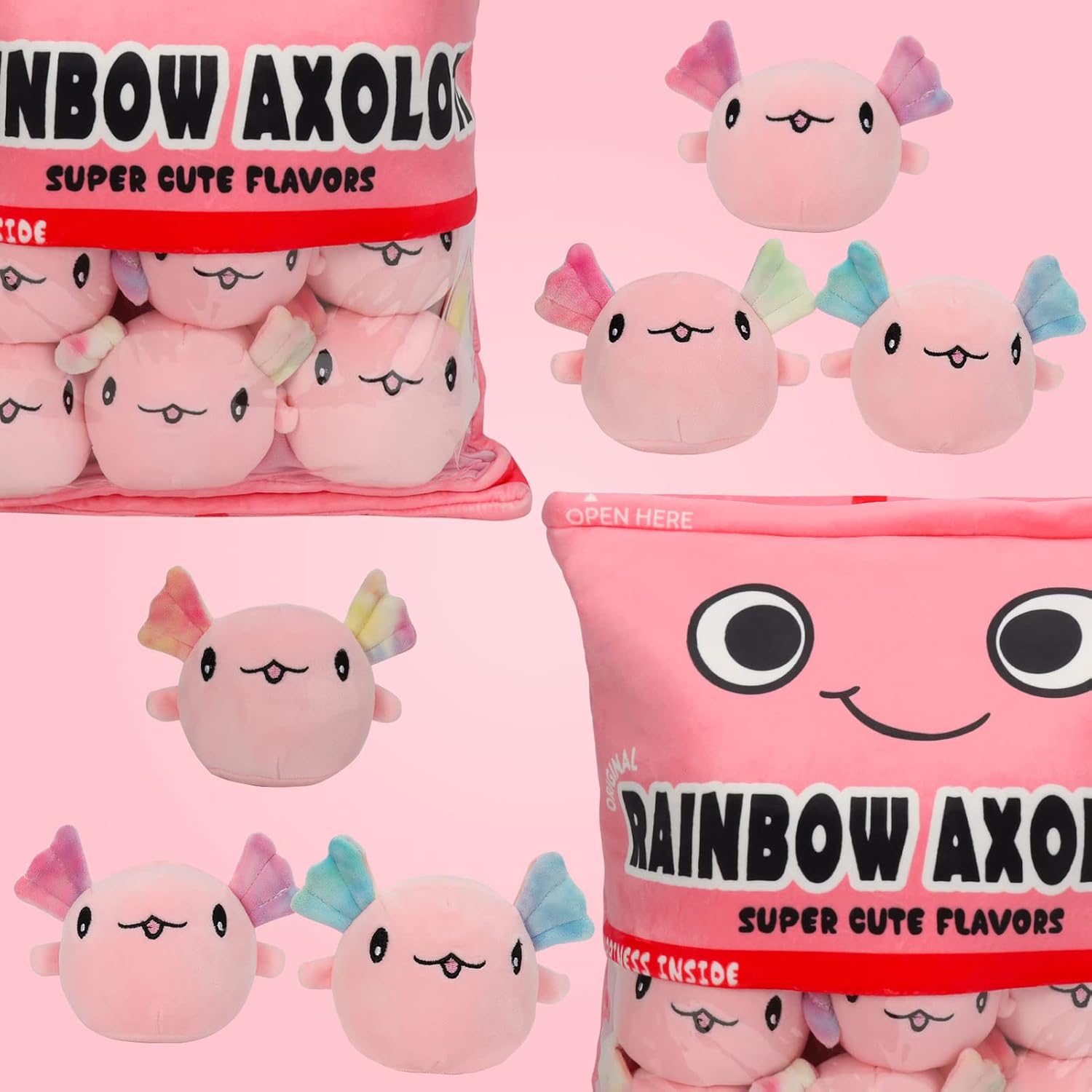 NUKBIL Axolotl Plush Pillow 6pcs Pink