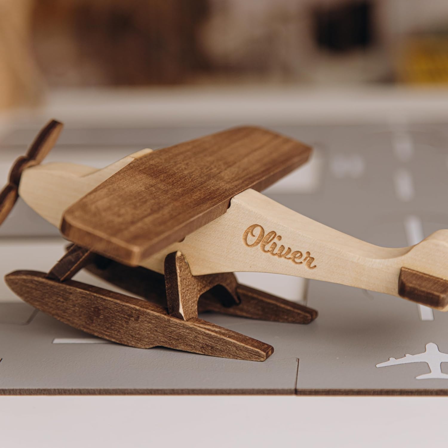 Personalized Wooden Toy Airplanes and Cars for Toddlers
