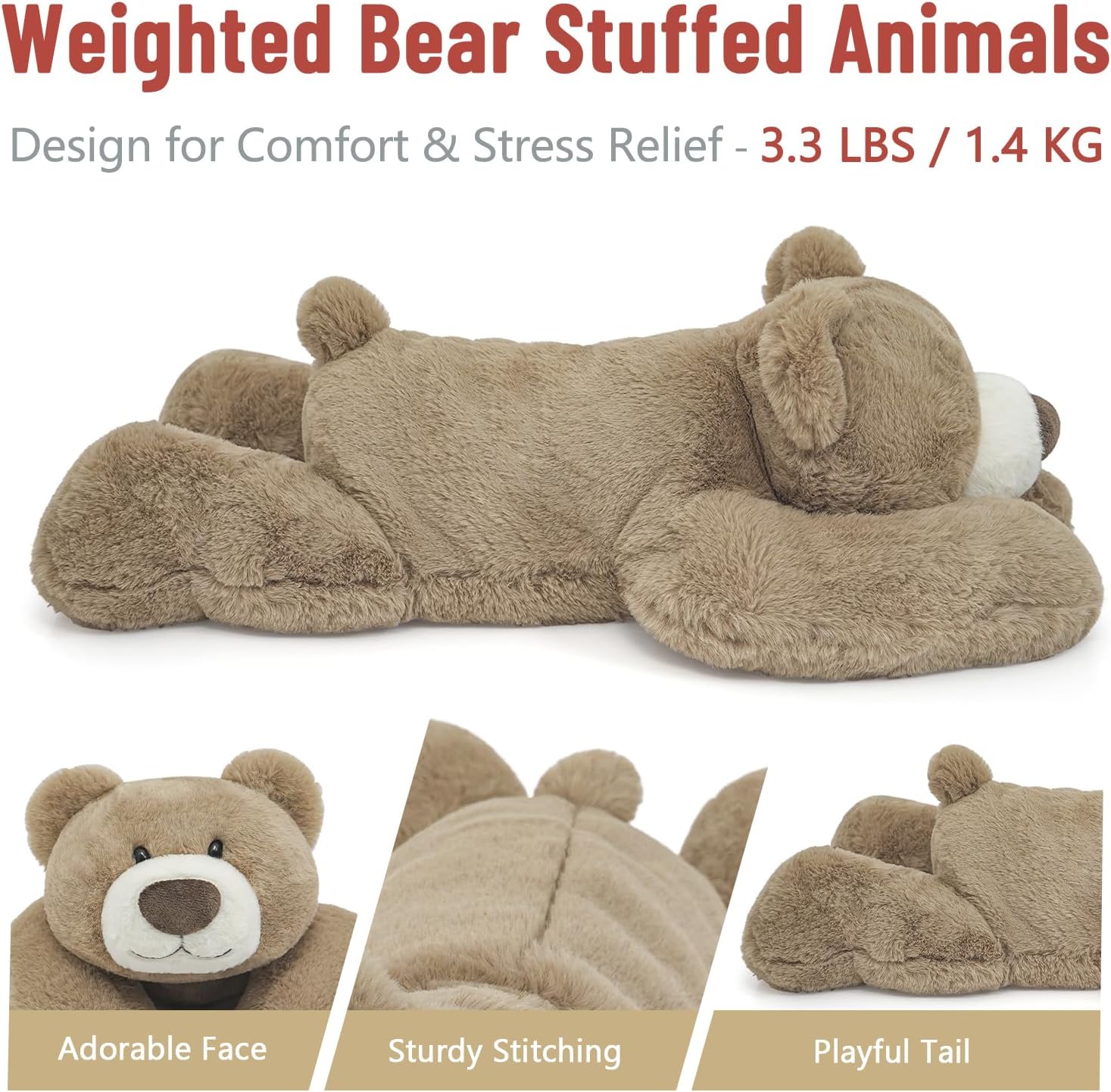 Niuniu Daddy 20 Inch Weighted Bear Plush for Adults Kids