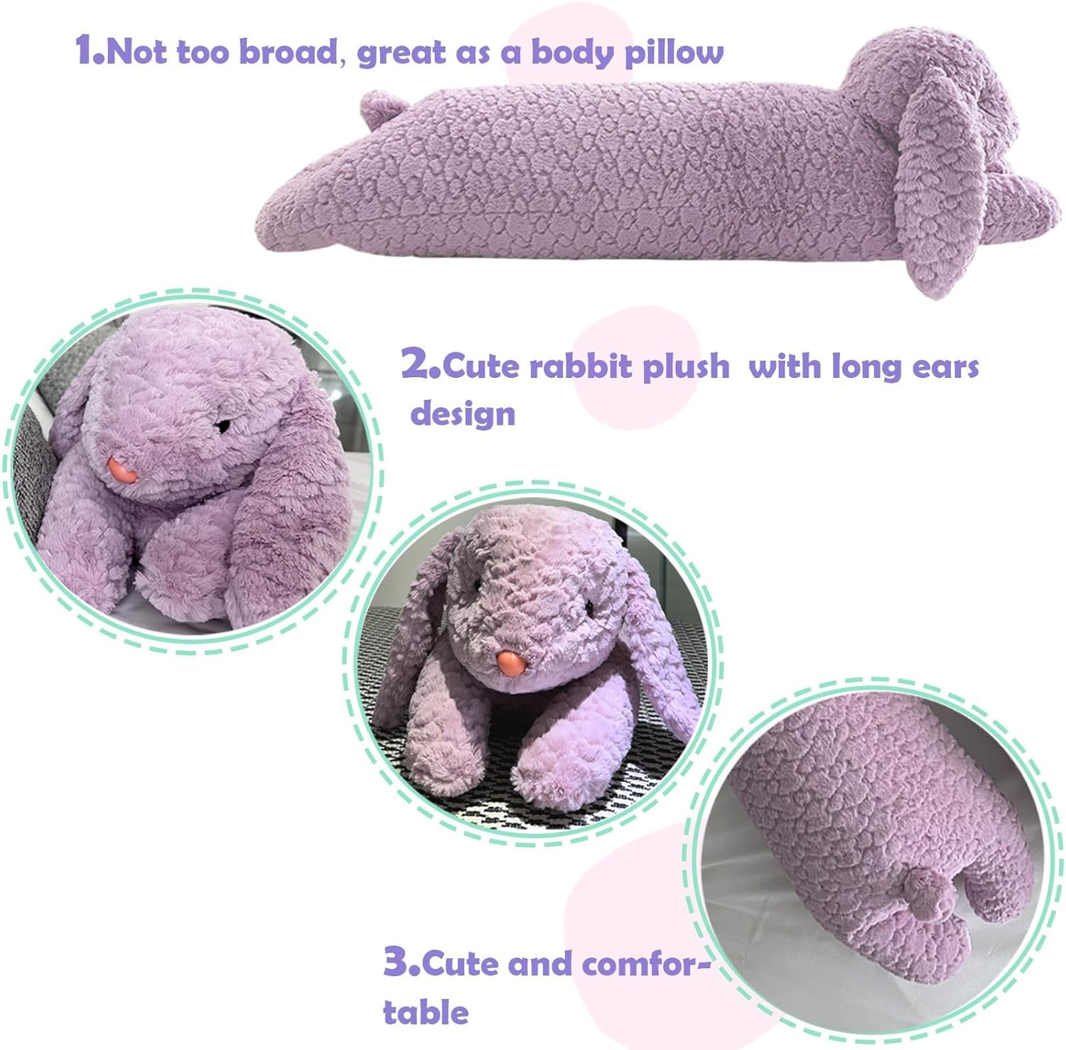 Hofun4U Rabbit Plush Pillow 35 Inch Christmas Gift for Kids and Adults