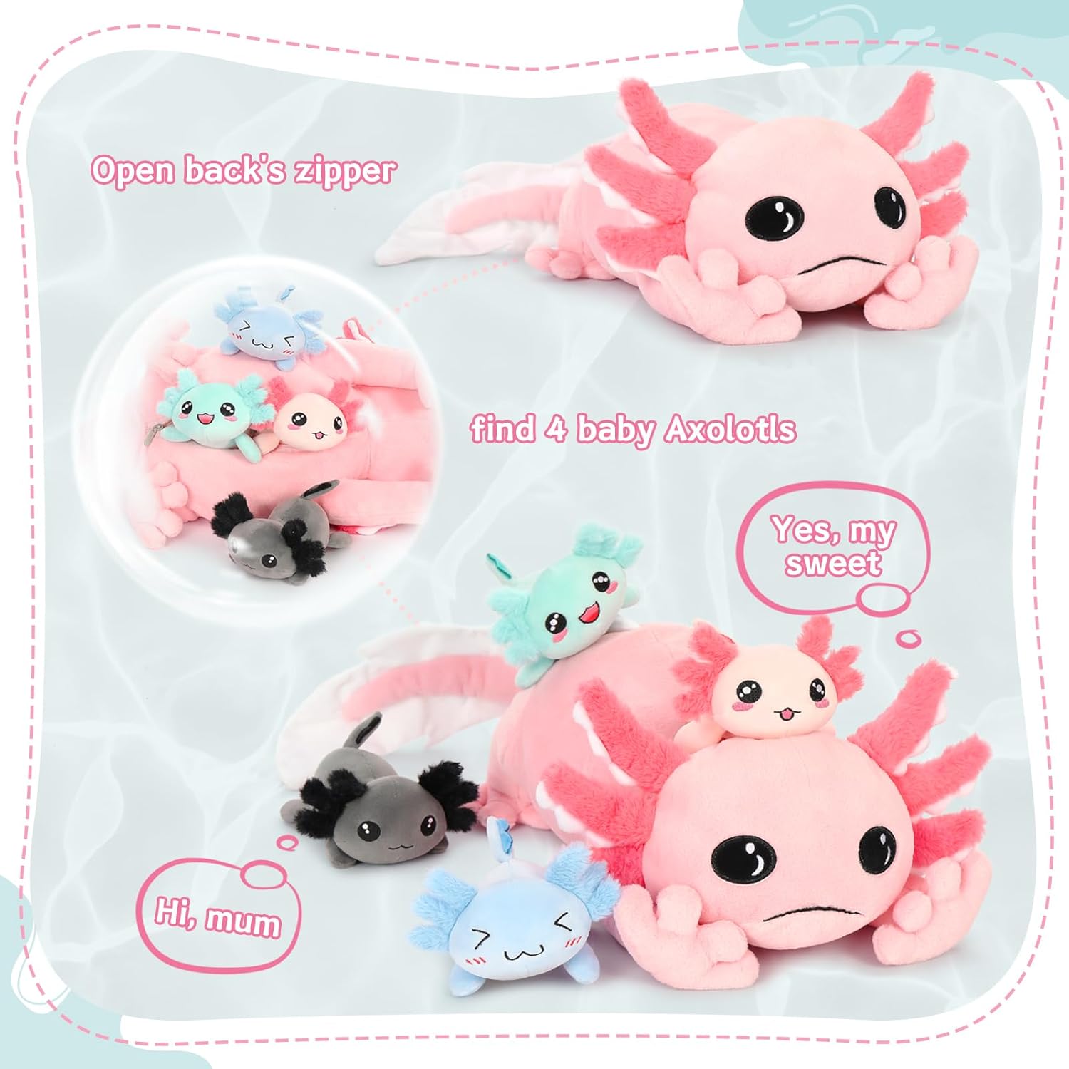 MaoGoLan Glow Axolotl Plush Pillow 5Pcs Set