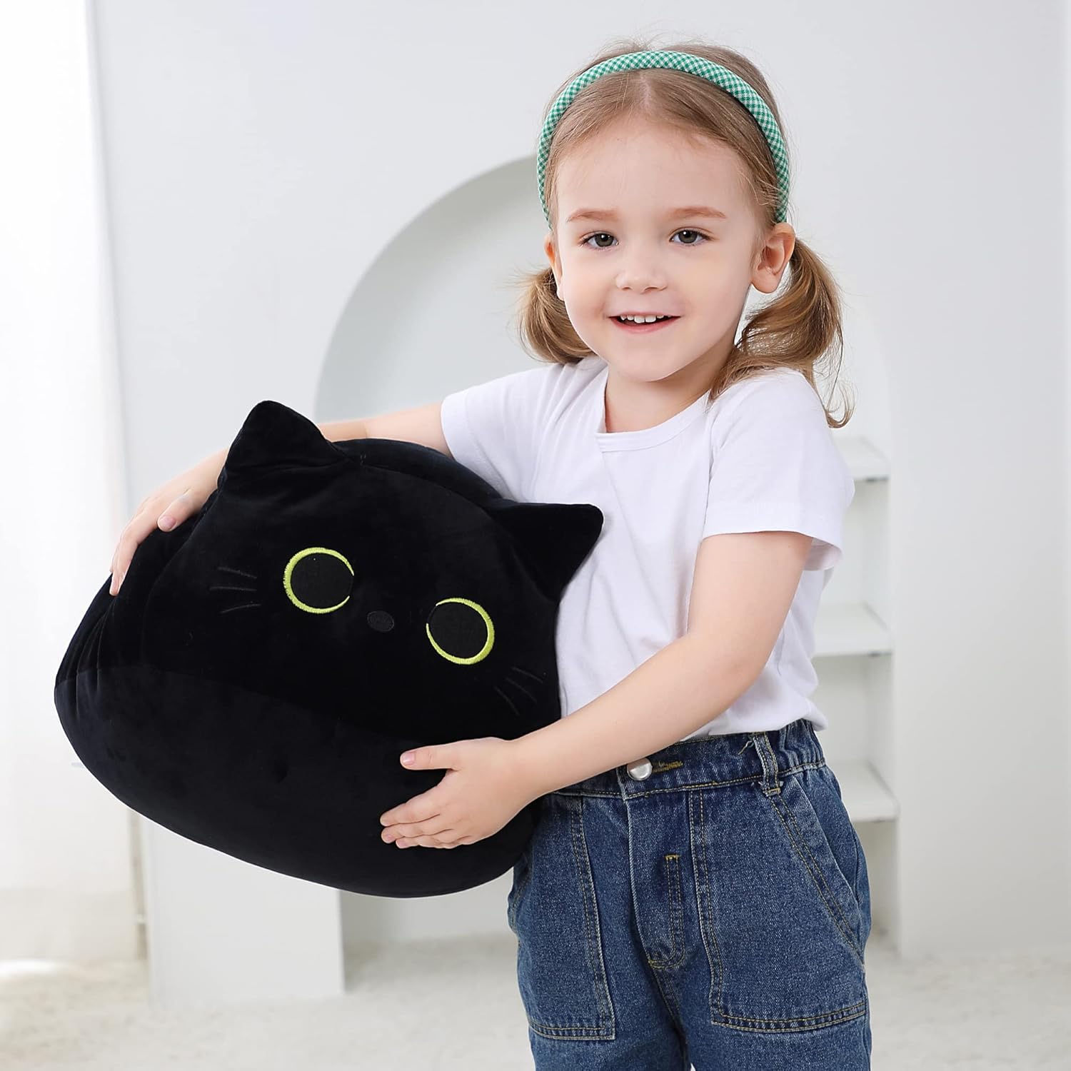 Black Cat Plush Pillow 16-Inch Soft Plush Toy