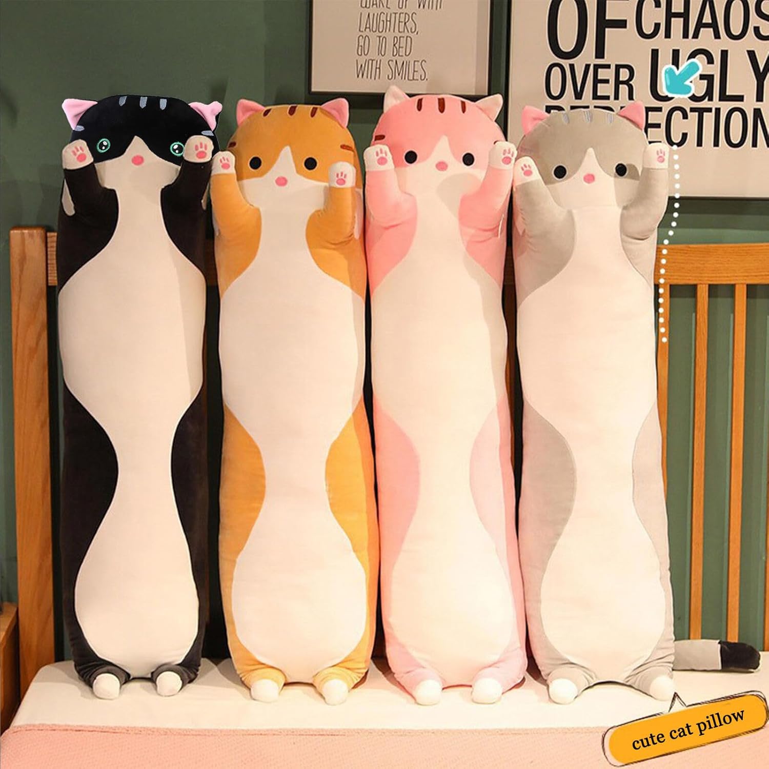 Somao Long Cat Plush Pillow Soft Hugging Pillow for Kids