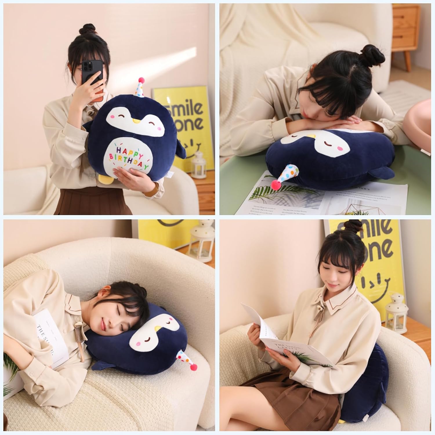 Litence Cute Penguin Birthday Plush Pillow Toy