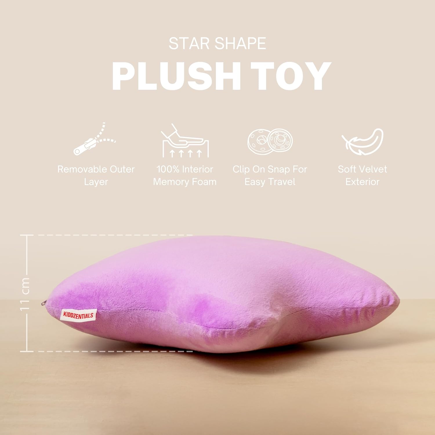 Kiddzentials Star Pillow 15in Purple