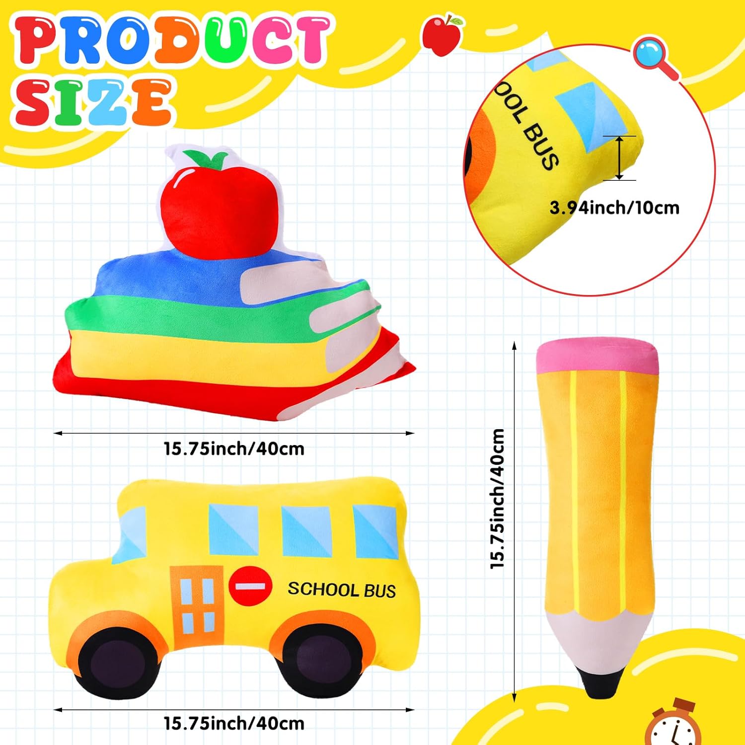 Suzile 3 Pcs 16 Inch Back to School Plush Pillows 1