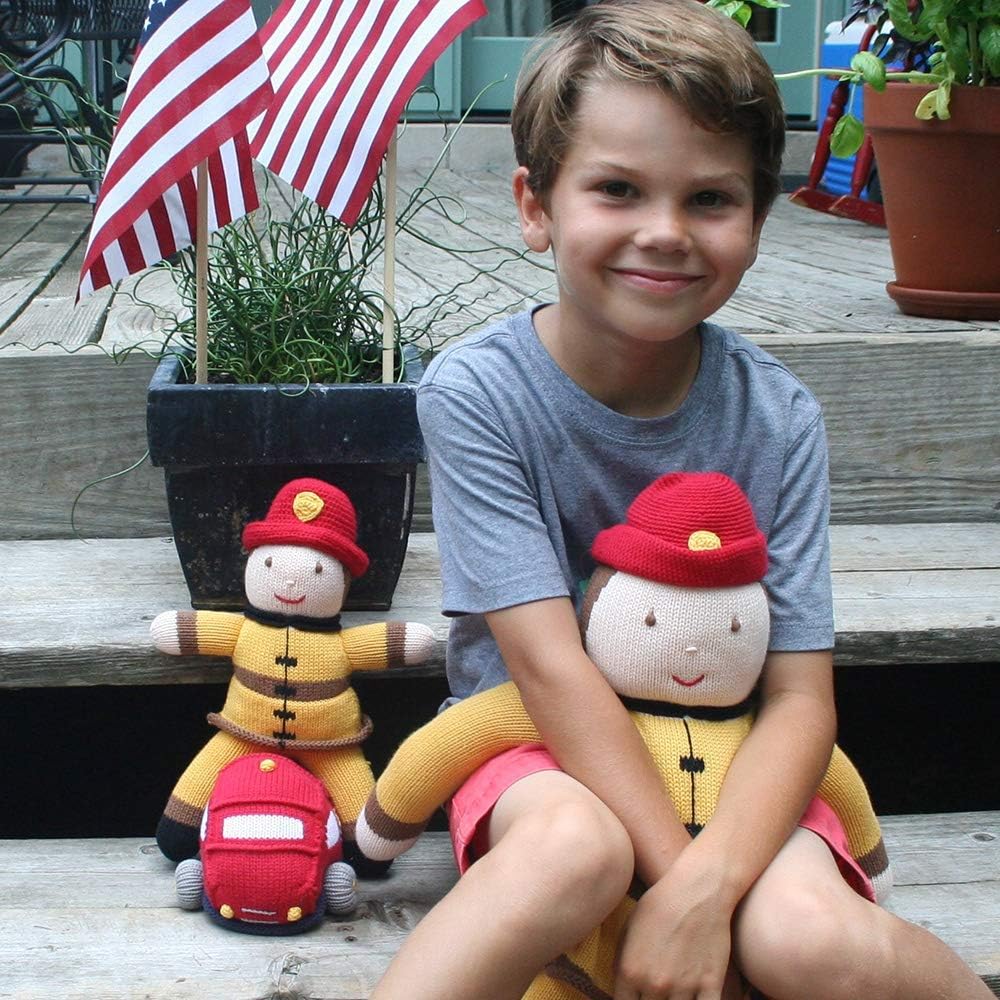 ZUBELS Baby Hand-Knit Frank The Fireman Plush Doll 12-Inch 1