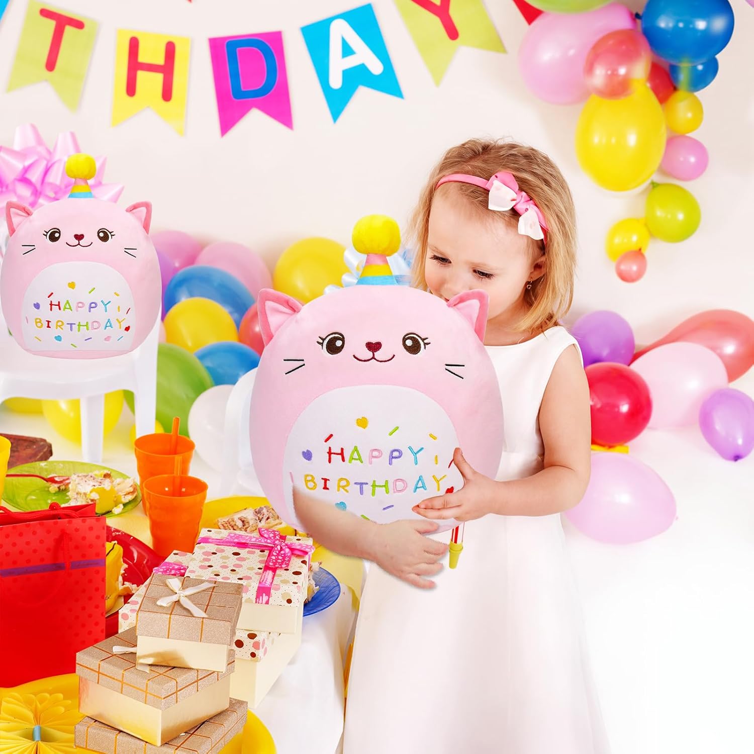 LICSOR 12 Inch Plush Unicorn Cat Birthday Pillow