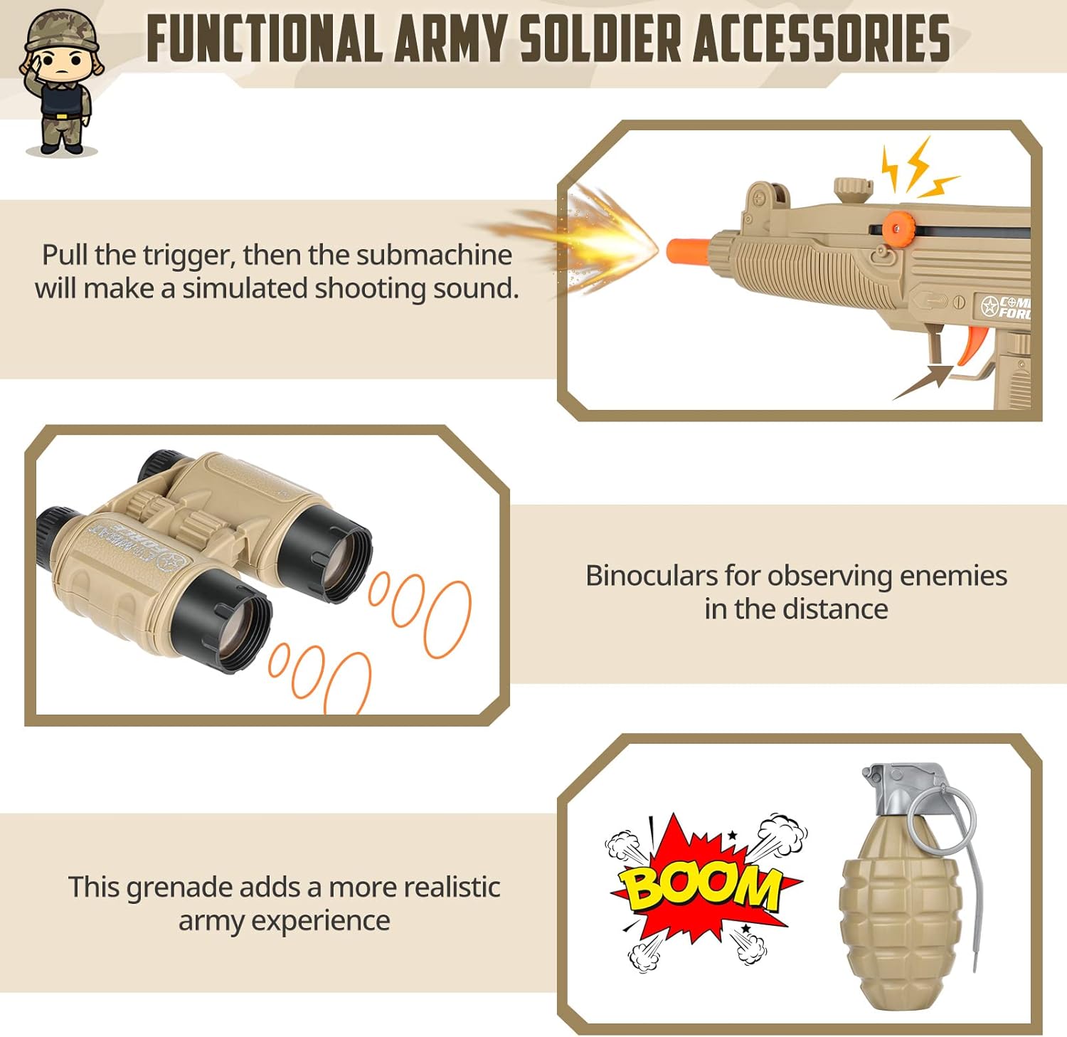 GIFTINBOX Kids Army Soldier Costume Set for Boys 3-12