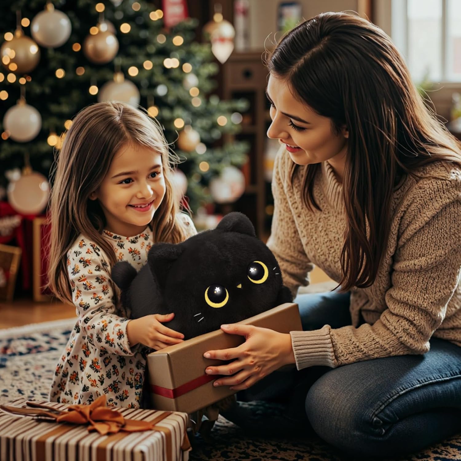 Soft Black Cat Plush Pillow Toy 8 Inch 1