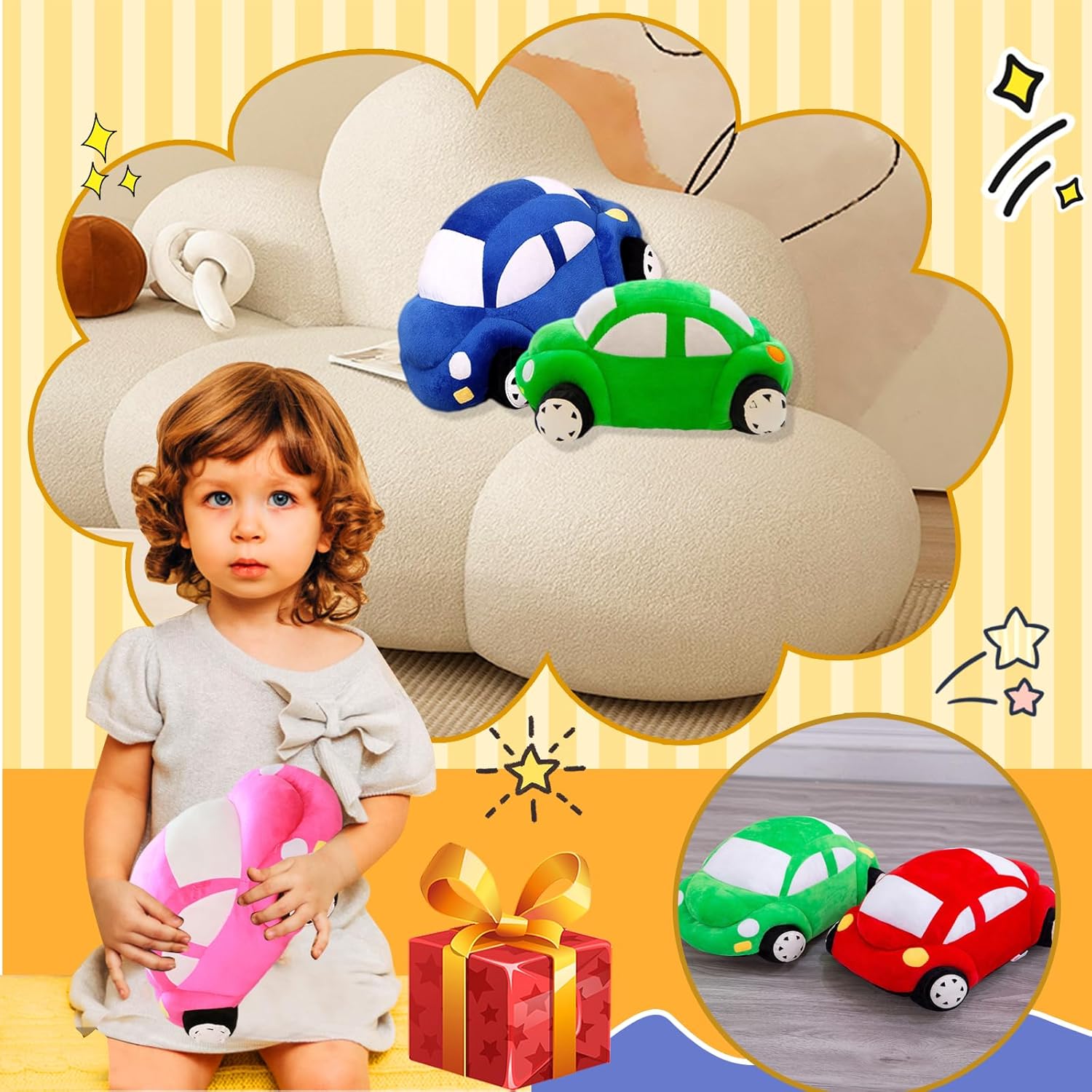 CHELEI2019 Blue Car Plush Pillow Toy 126 Inch