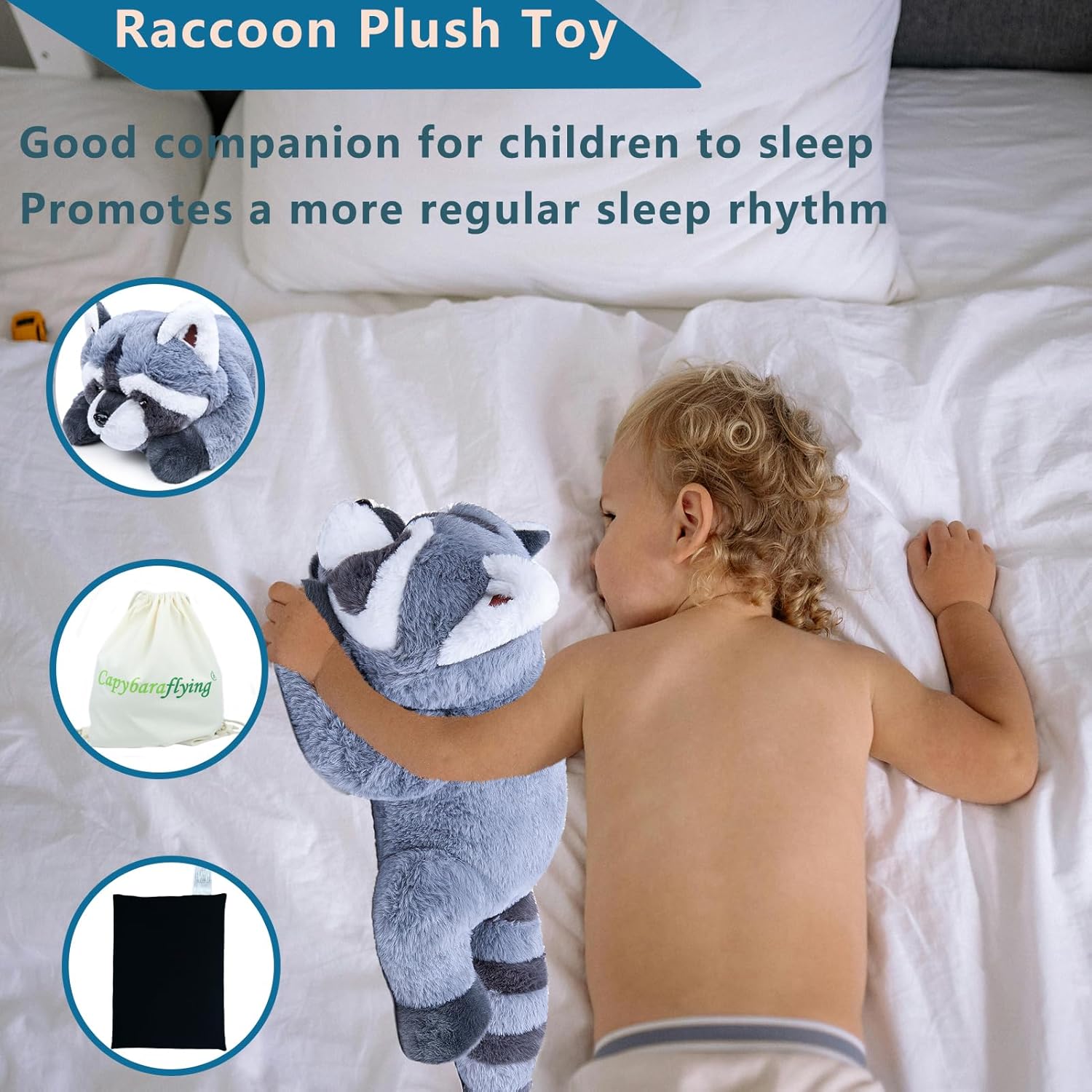 Capybaraflying Raccoon Weighted Plush Pillow