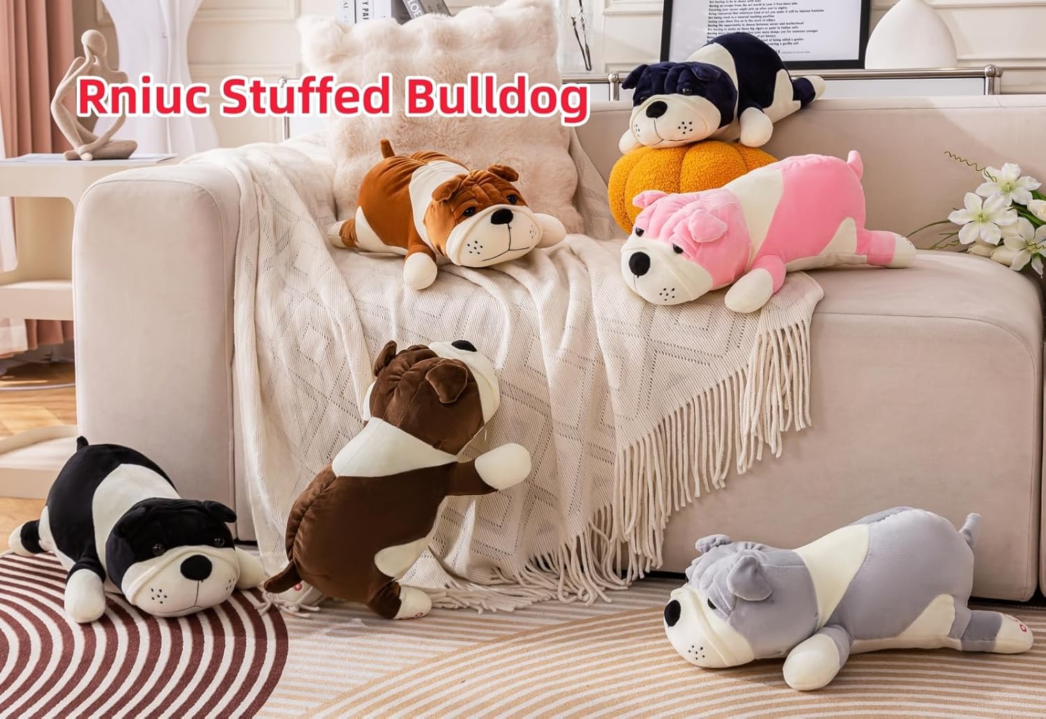 Brown 177in French Bulldog Plush Pillow Toy 1