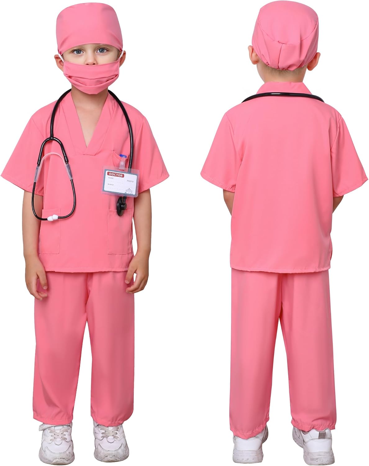 WooHand 6Pcs Doctor Costume for Kids Halloween Dress Up Playset