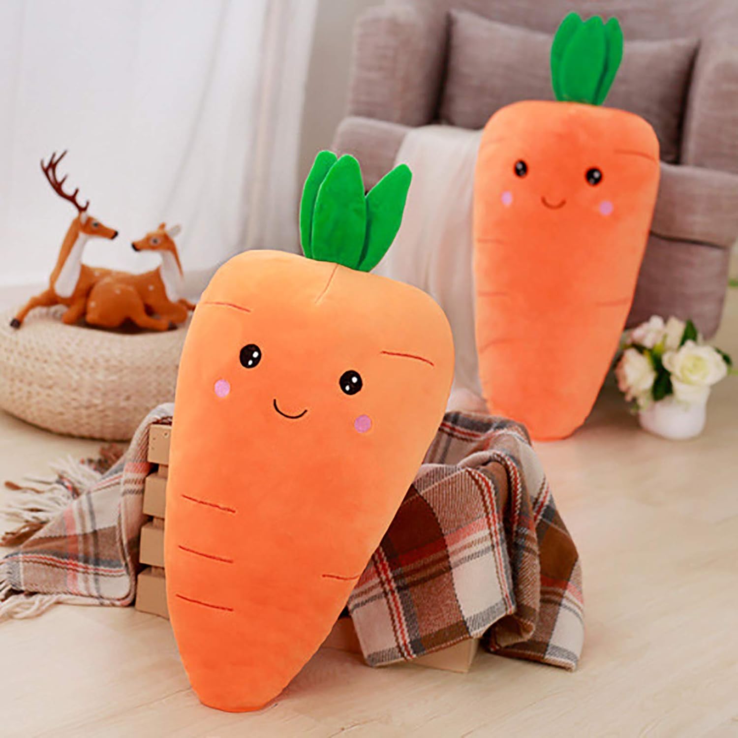 ASkinds Cartoon Carrot Plush Pillow - Cute Stuffed Toy for Kids