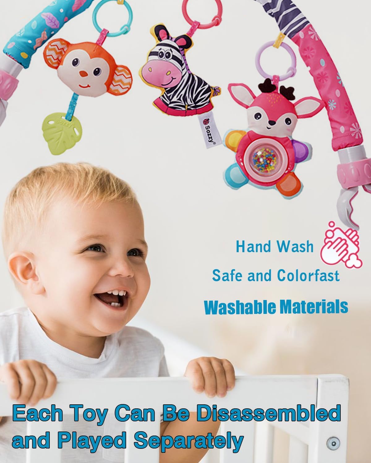 PauHami1ton Baby Mobile with Hanging Toys - Pink Zebra Design