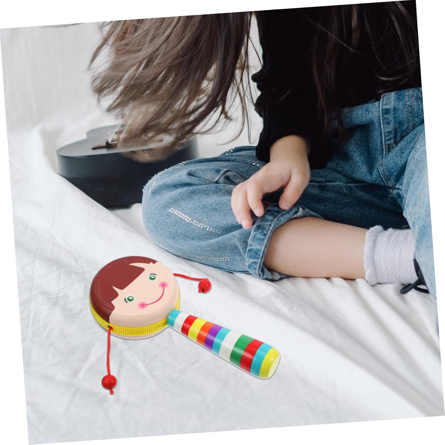 Toddmomy 2pcs Cartoon Design Wooden Rattle
