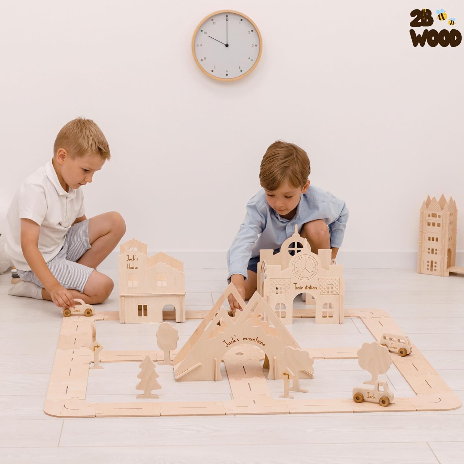 Personalized Wooden Car Track for Kids - XL Toddler Race Track Toy