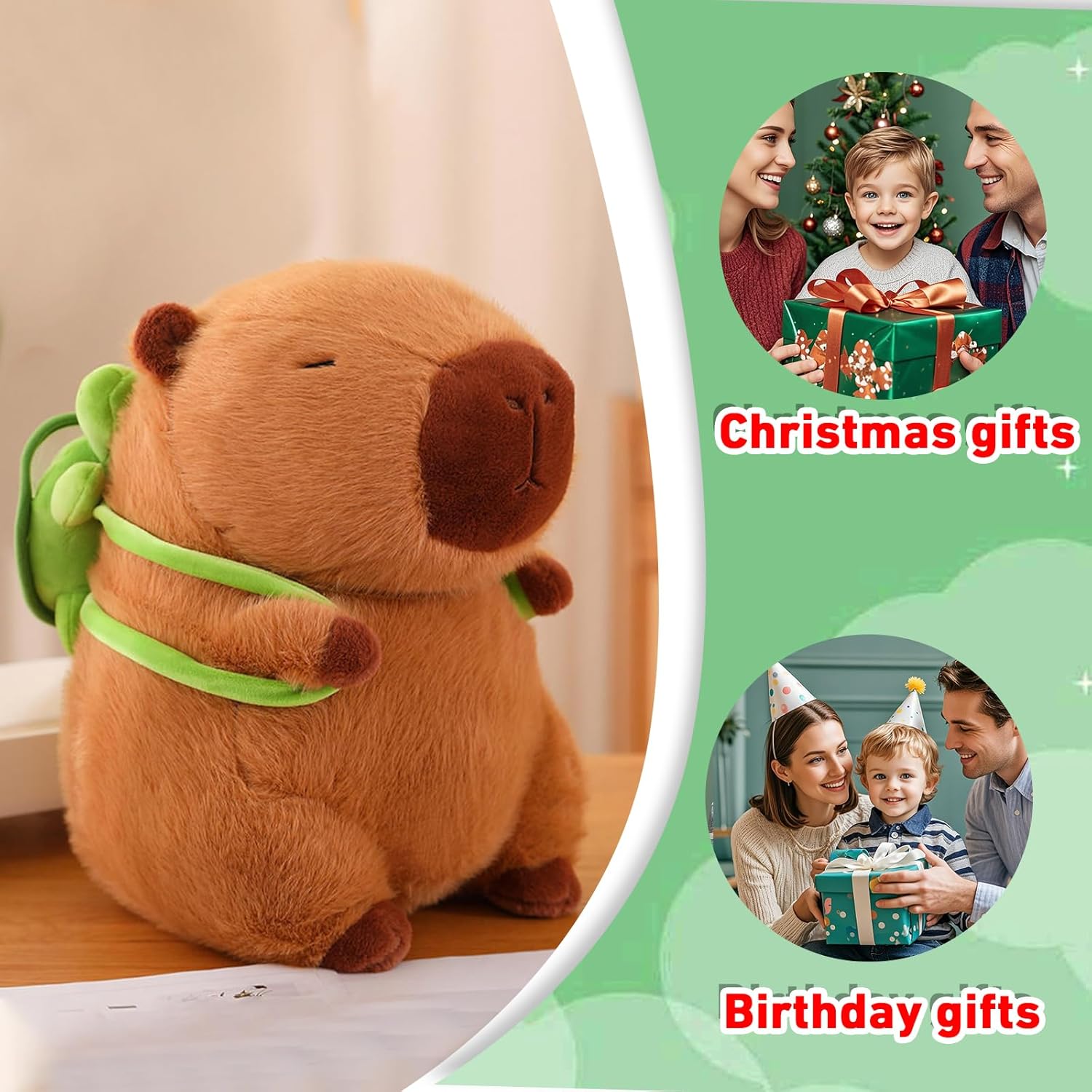 Capybara Plush Toy with Turtle Backpack 12 Inch 1