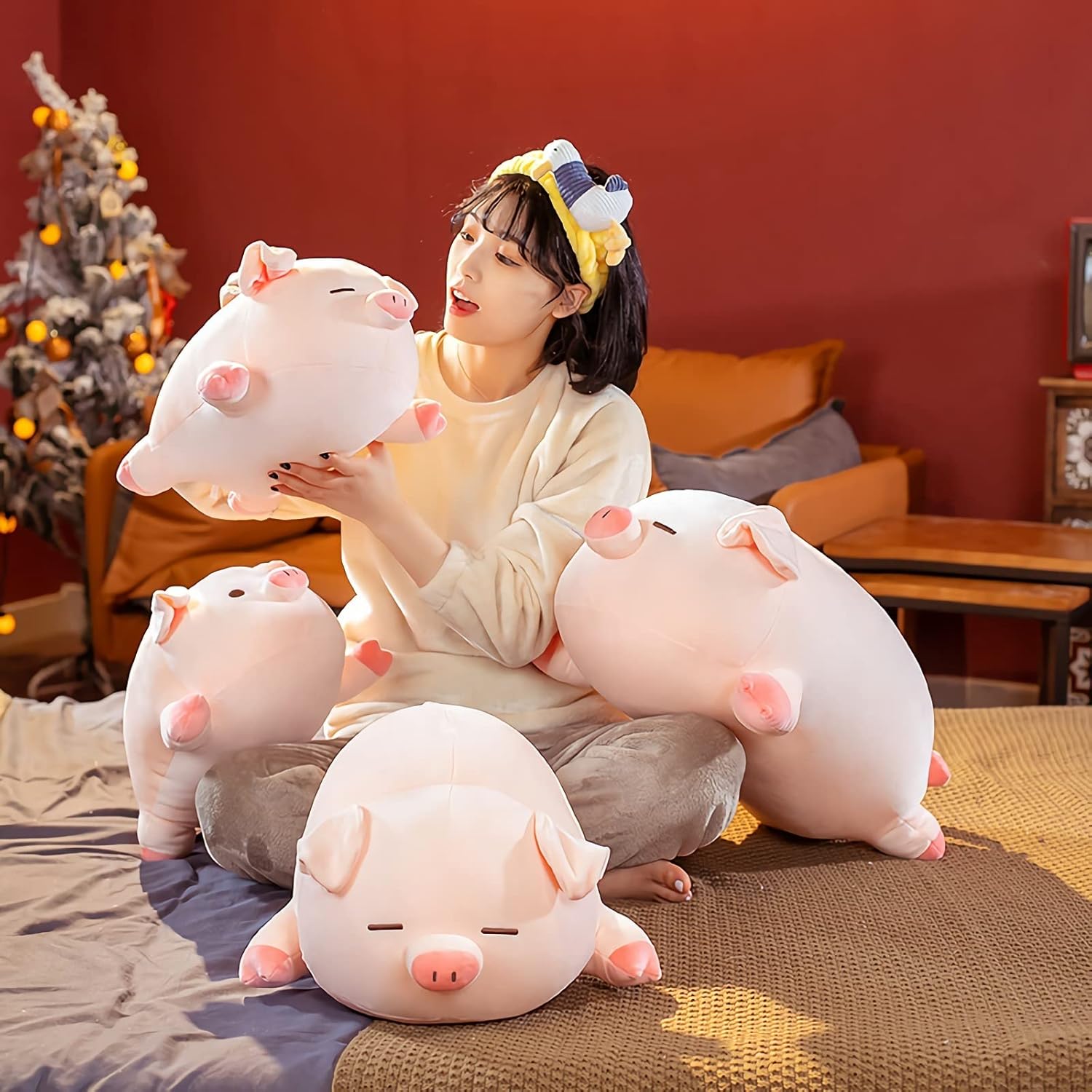 Kawaii Pig Plush Pillow - 157 Inch Soft Cuddle Toy