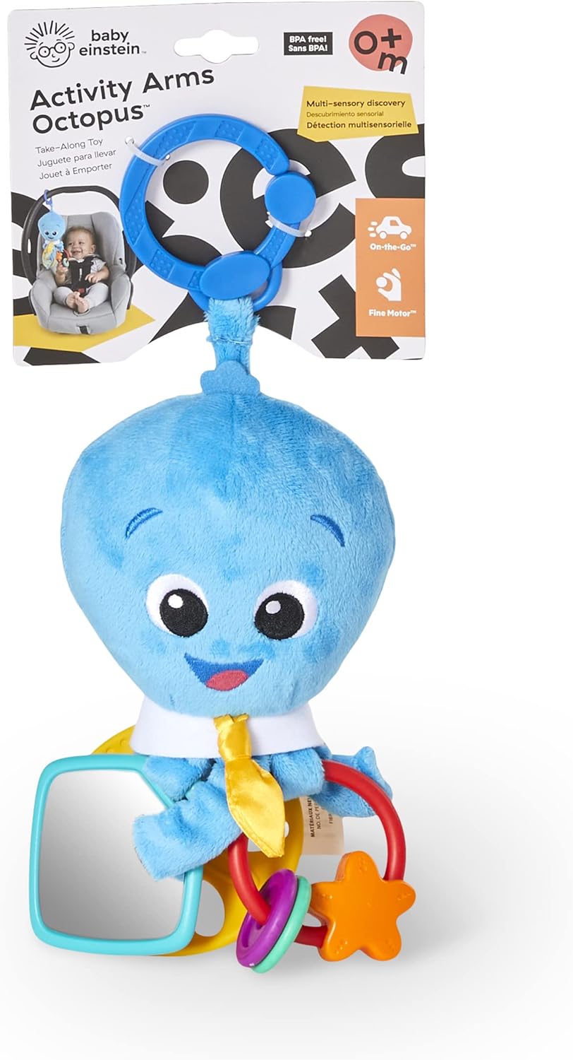 Baby Einstein Activity Arms Octopus BPA Free Stroller Toy Blue