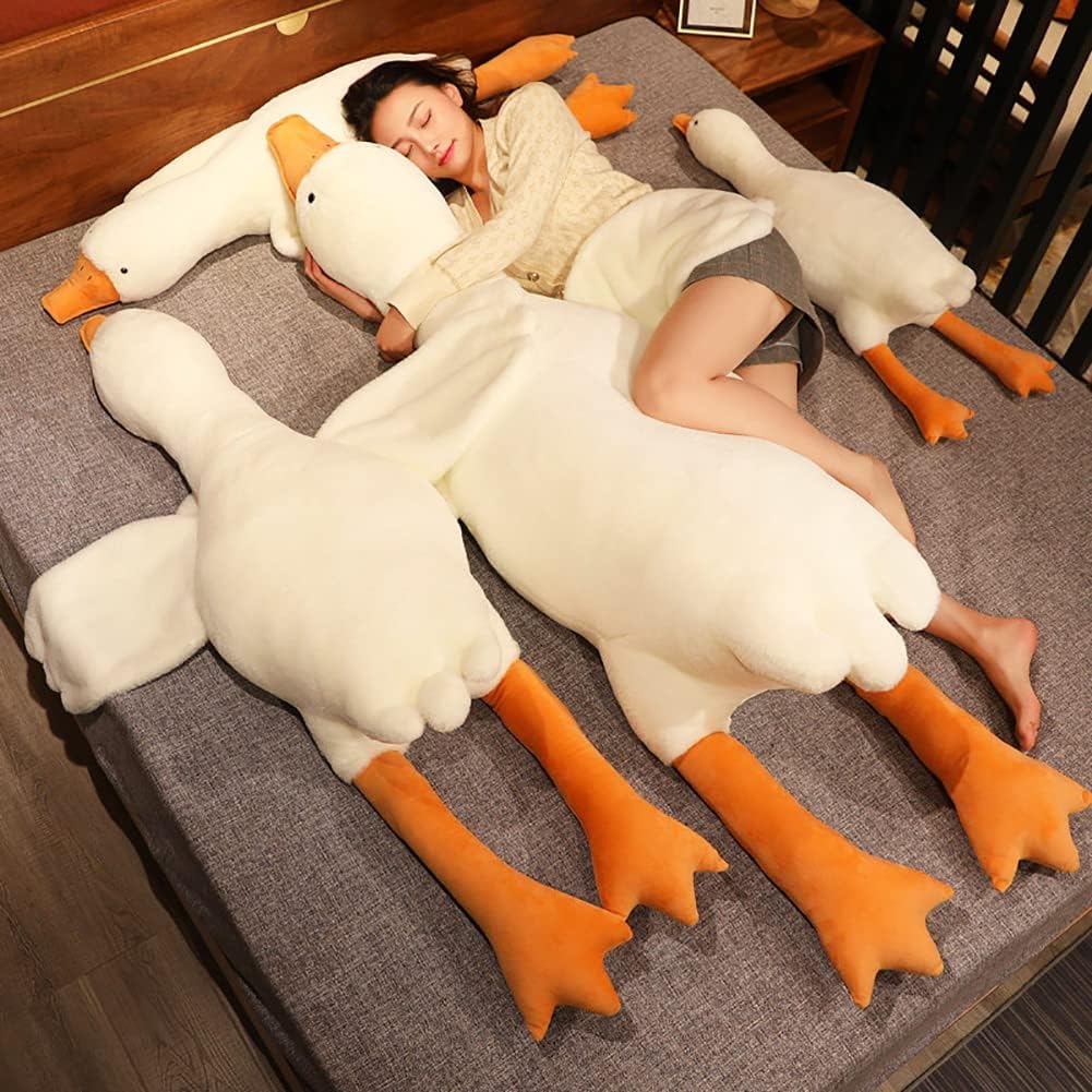 Giant White Goose Plush Pillow - 51 in Soft Furry Hugging Toy 1