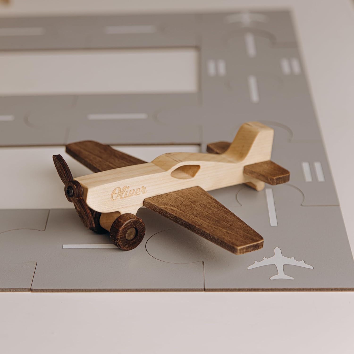 Personalized Wooden Toy Airplanes and Cars for Toddlers
